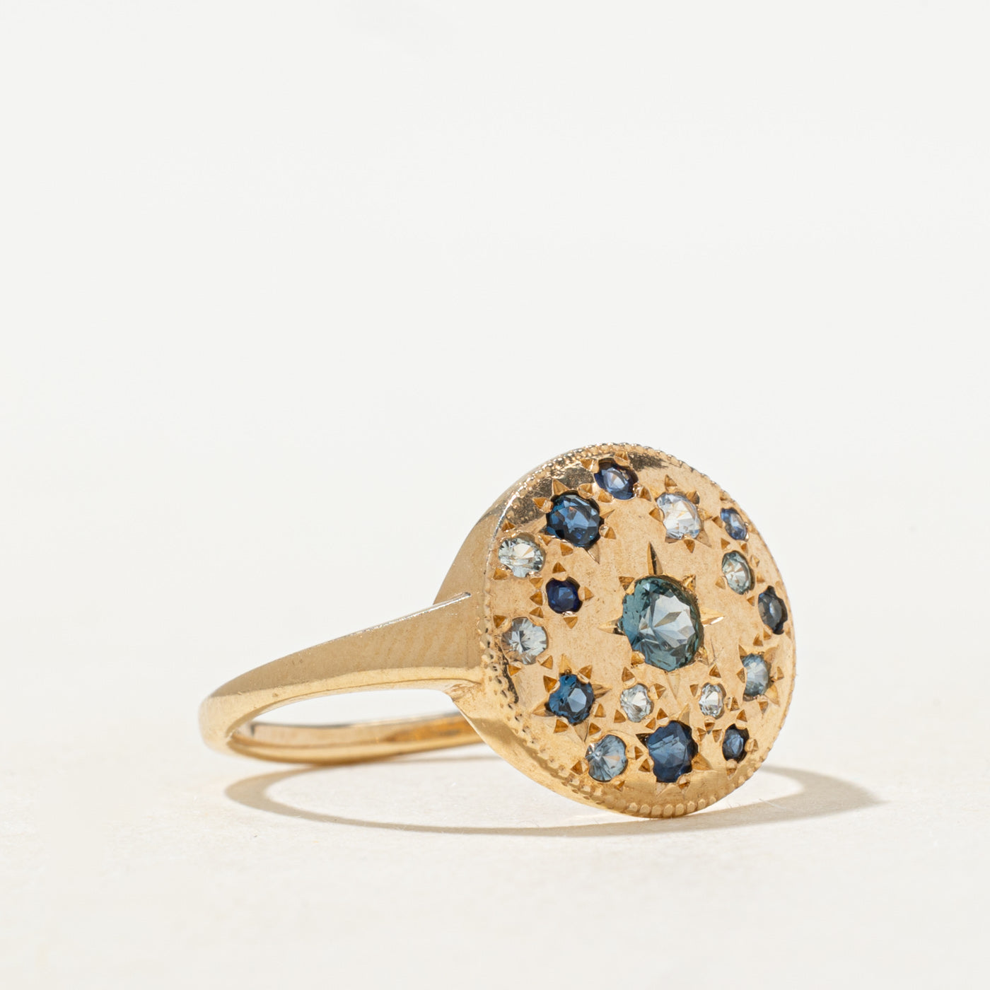 'Bluboho' Tie Dye Moonchild Medallion Ring | 0.3ctw | SZ 6.75 |