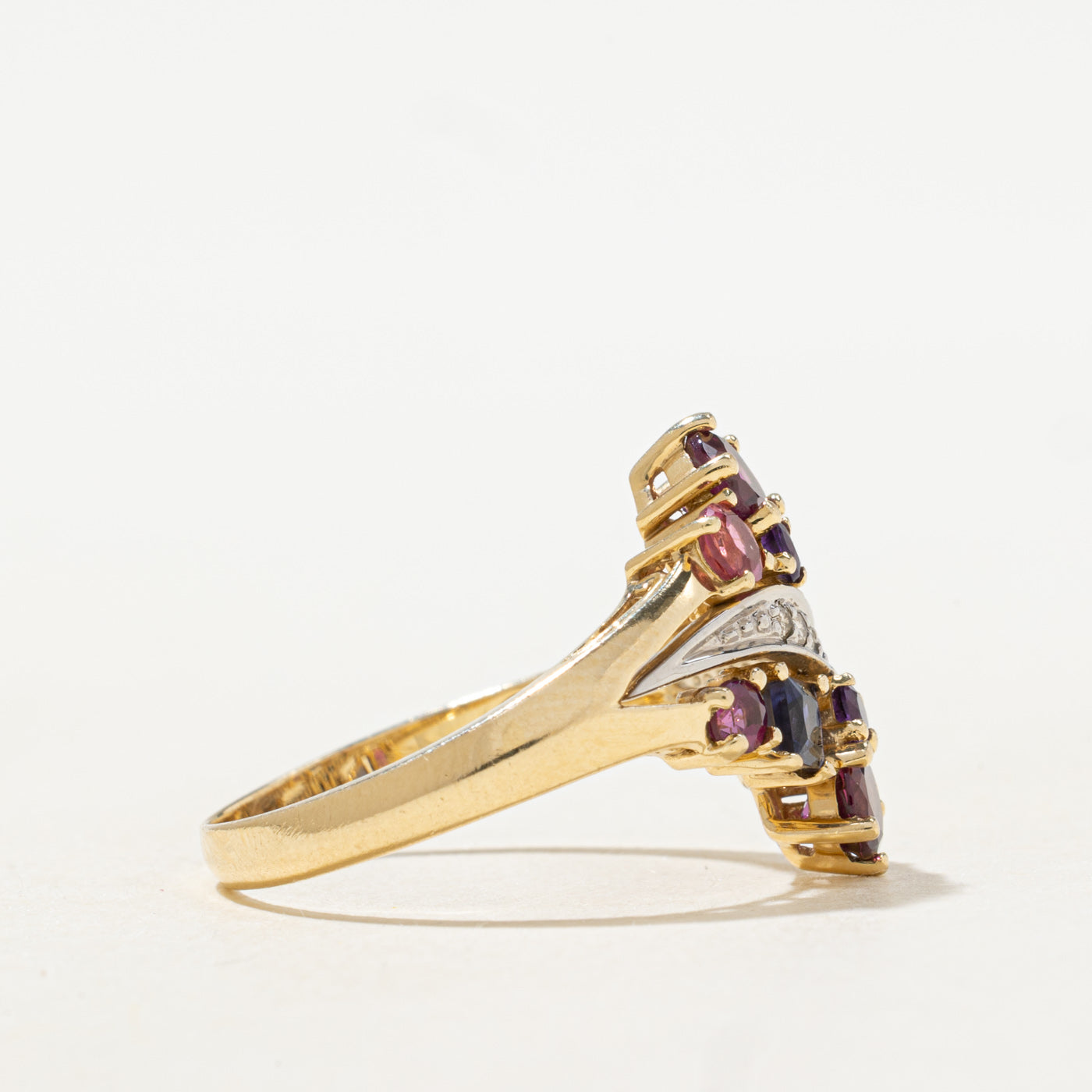 Mix Cut Tourmaline, Iolite & Diamond Cluster Ring | 0.8ctw, 0.03ctw | SZ 8.0 |