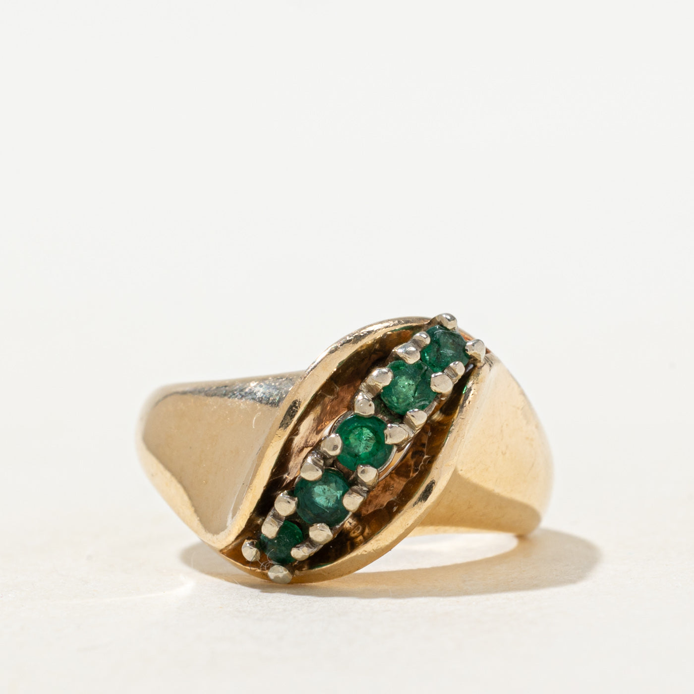 Diagonal Emerald Bypass Ring | 0.2ctw | SZ 5.5 |