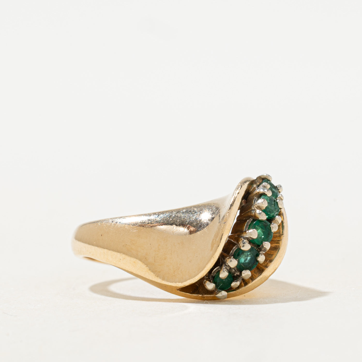 Diagonal Emerald Bypass Ring | 0.2ctw | SZ 5.5 |