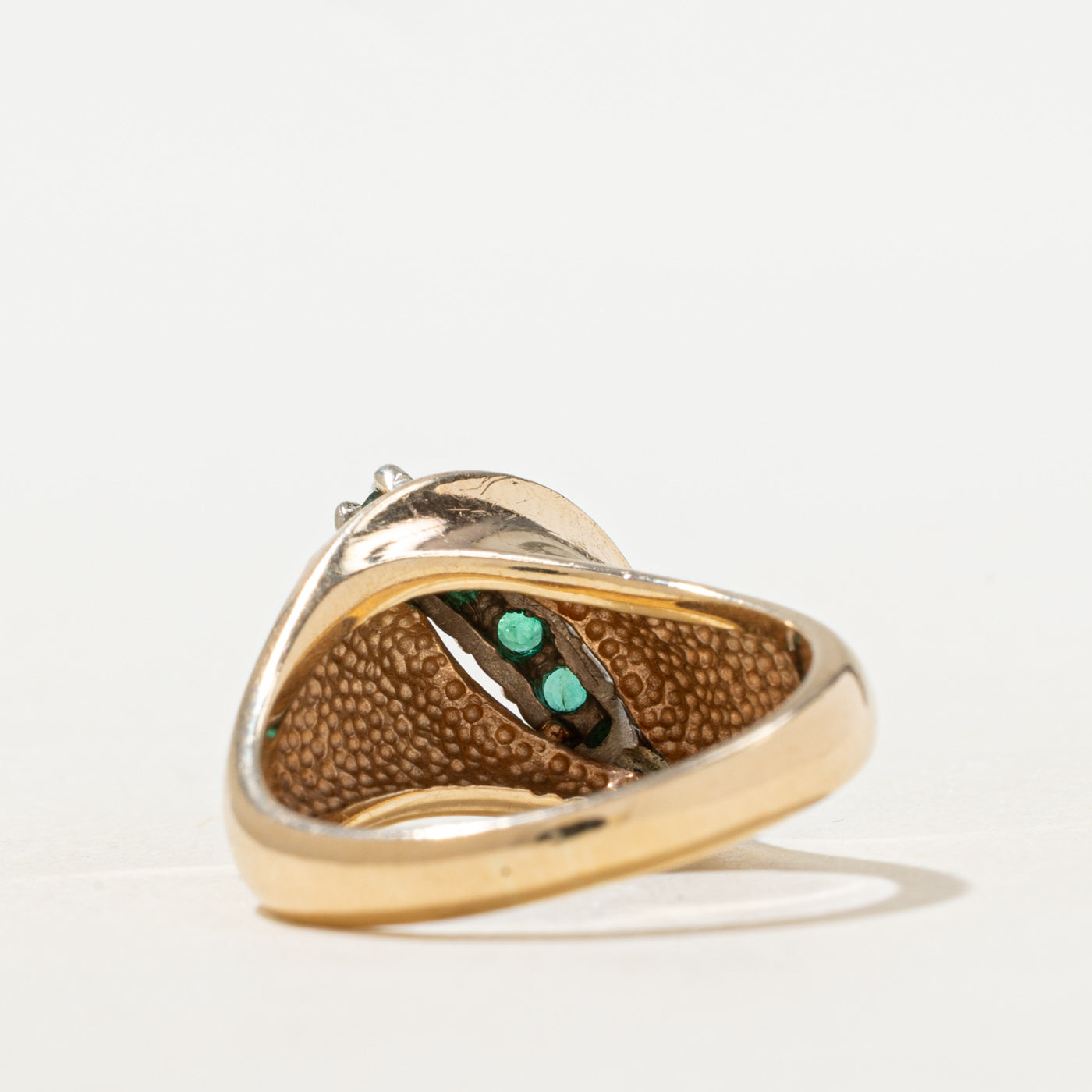 Diagonal Emerald Bypass Ring | 0.2ctw | SZ 5.5 |