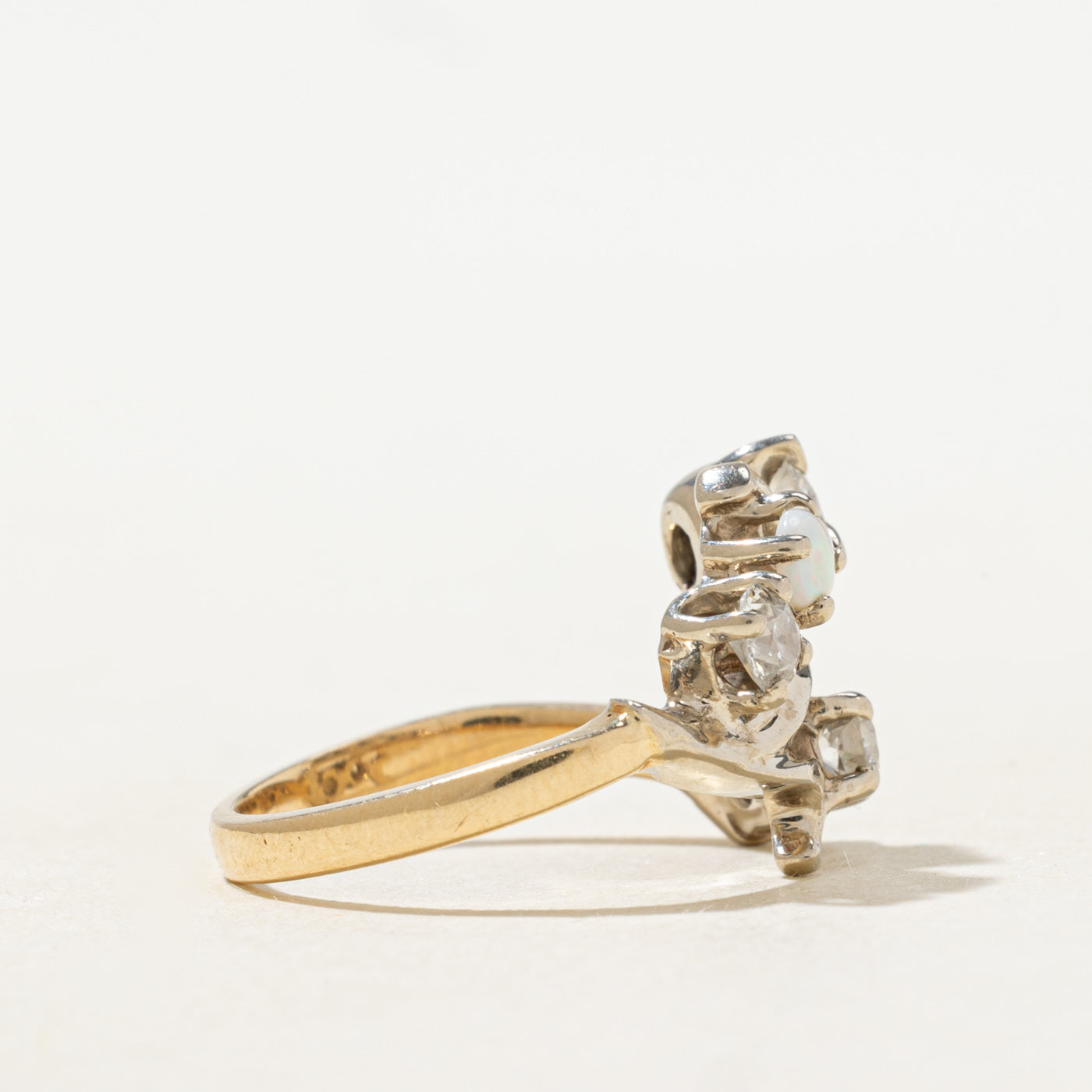 Two Tone Gold Diamond & Opal Cocktail Ring | 0.5ctw, 0.2ctw | SZ 5.25 |