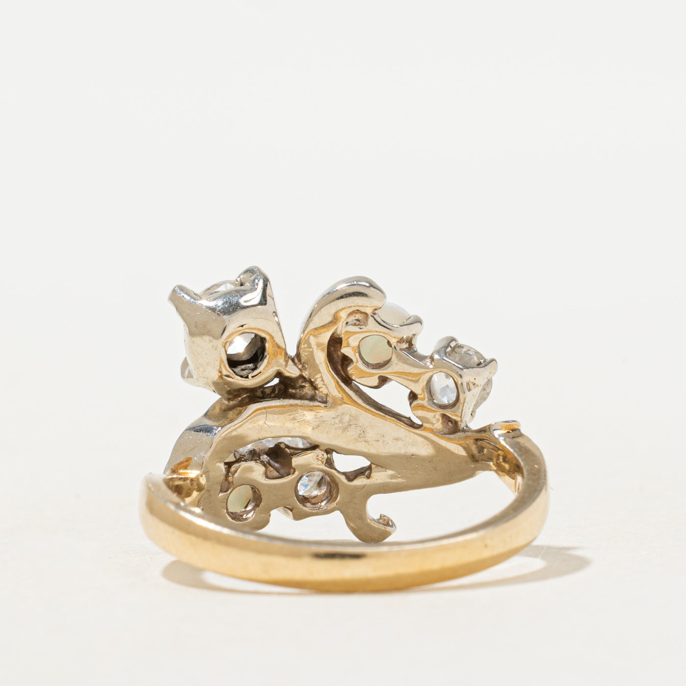 Two Tone Gold Diamond & Opal Cocktail Ring | 0.5ctw, 0.2ctw | SZ 5.25 |