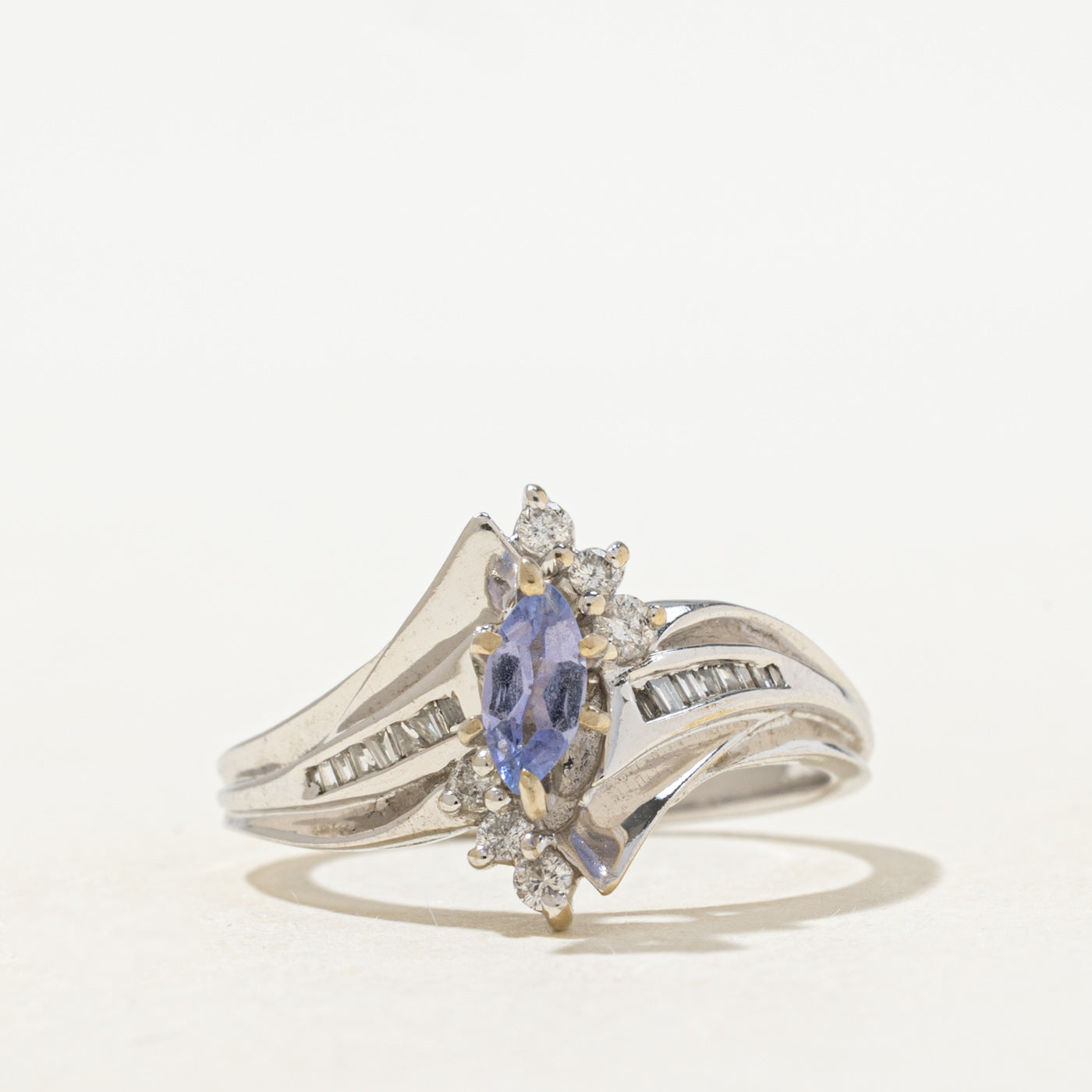 Marquise Cut Tanzanite & Diamond Ring | 0.13ct, 0.1ctw | SZ 6.5 |
