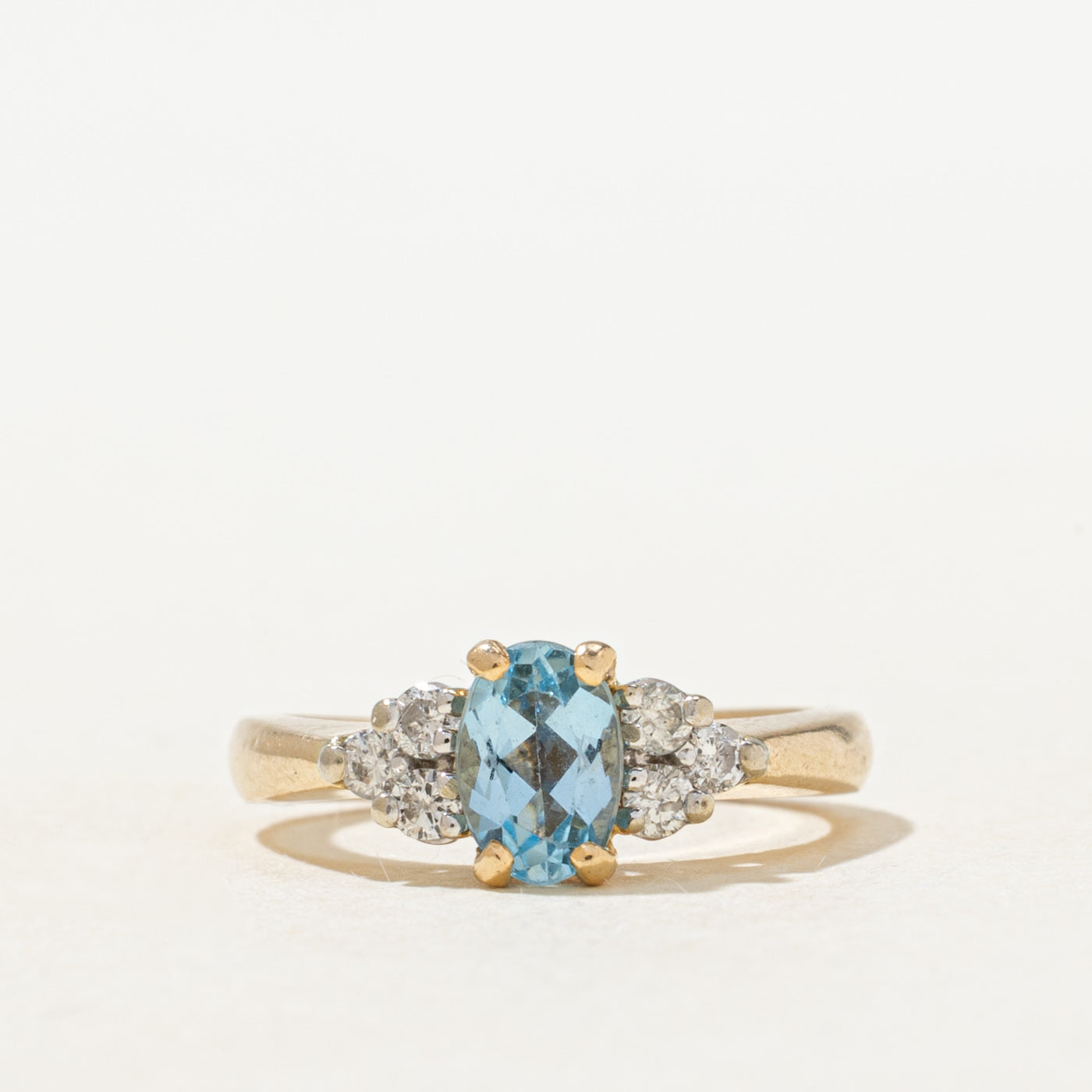Aquamarine & Diamond Accented Ring | 0.36ct, 0.1ctw | SZ 2.75 |