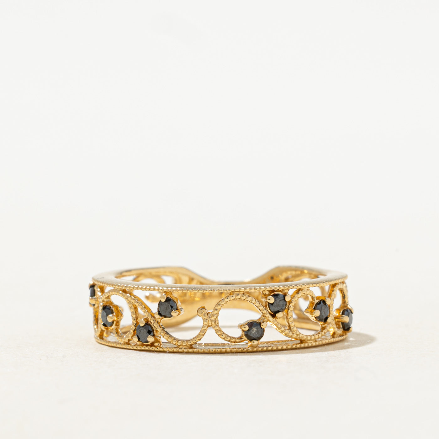 Black Diamond Scrollwork Band | 0.11ctw | 5.35mm | SZ 7.25 |