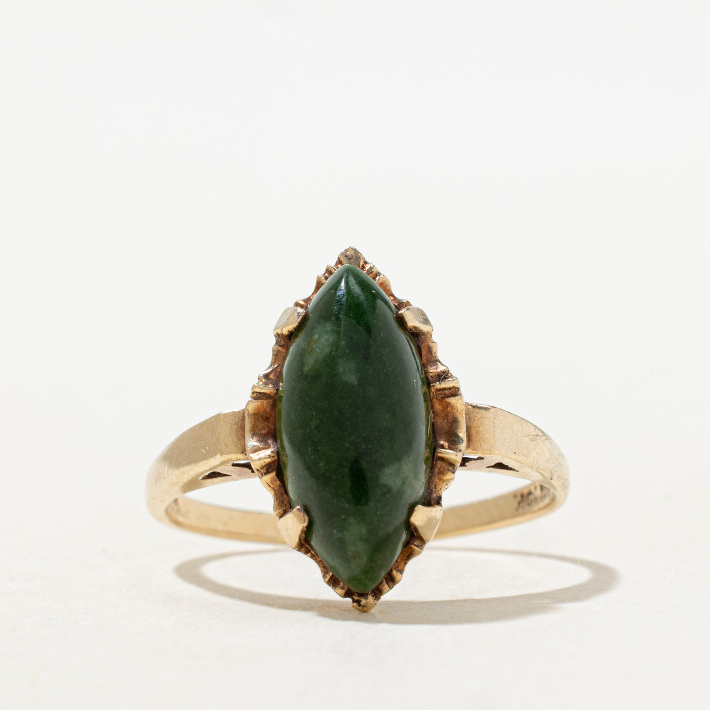 Nephrite Jade Navette Ring | 3.5ct | SZ 7.5 |