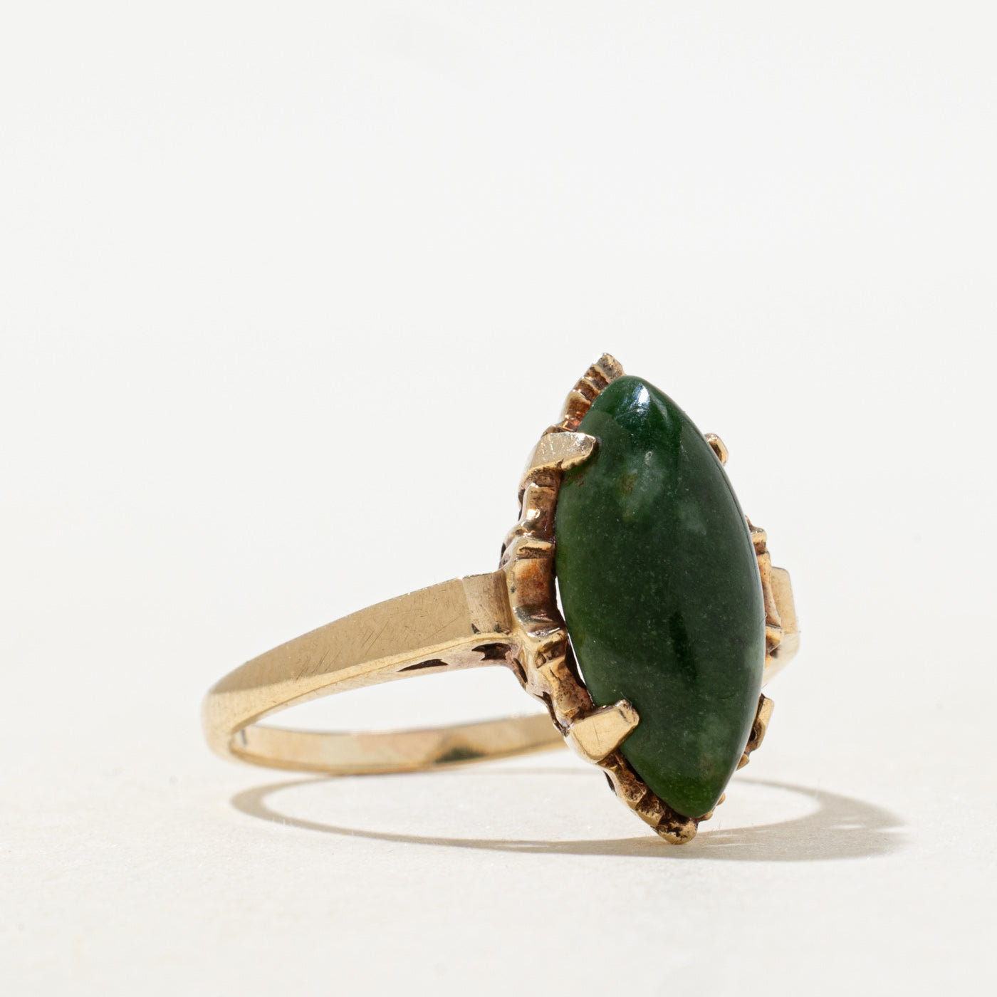 Nephrite Jade Navette Ring | 3.5ct | SZ 7.5 |