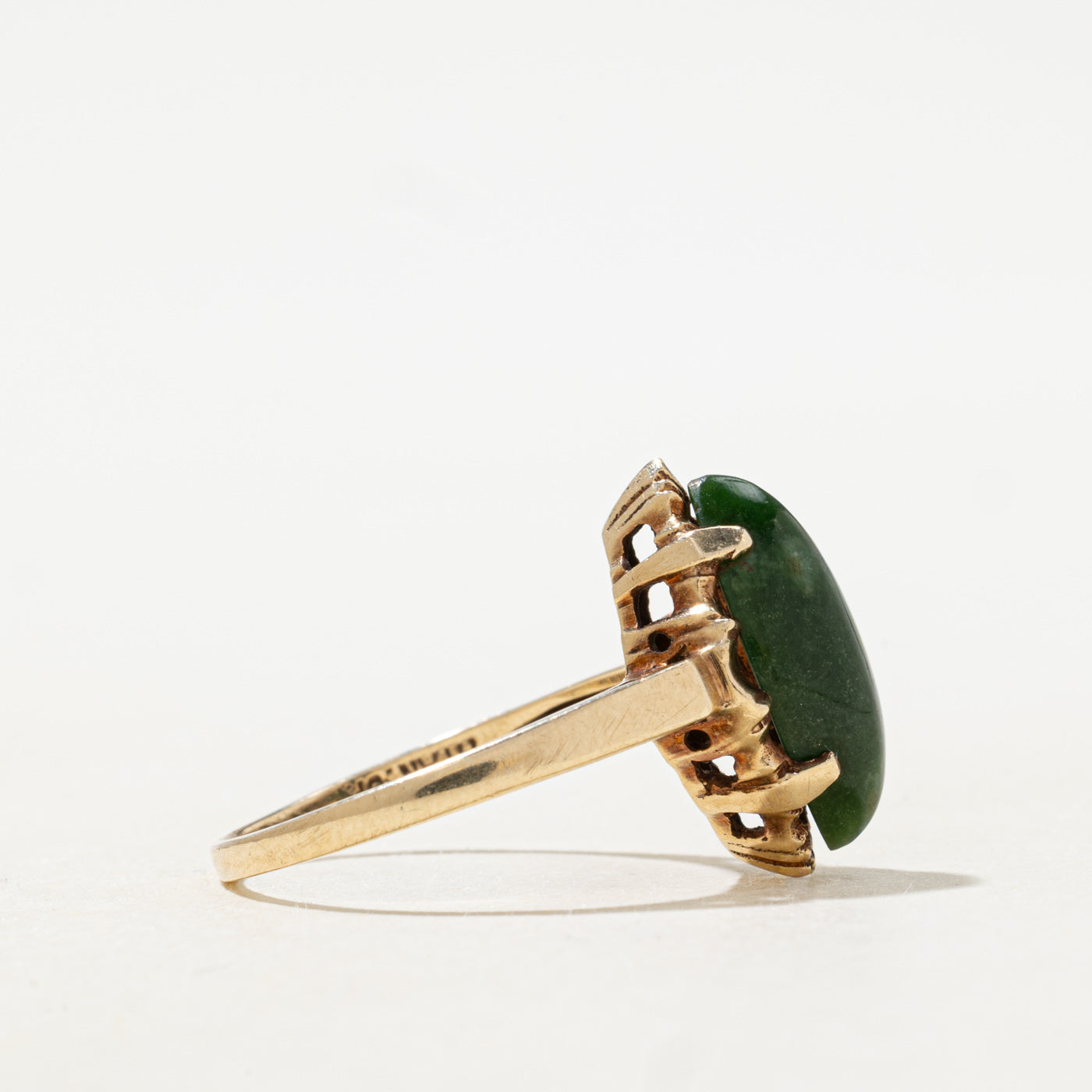 Nephrite Jade Navette Ring | 3.5ct | SZ 7.5 |