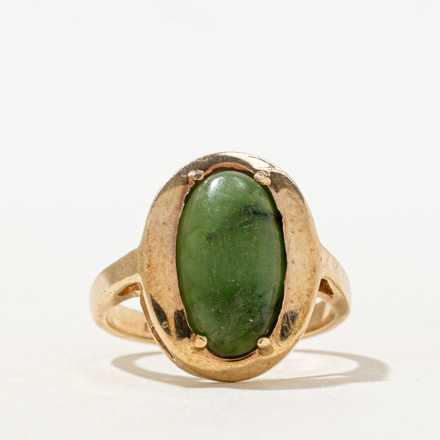 Cabochon Cut Nephrite Jade Cocktail Ring | 3.5ct | SZ 5.75 |