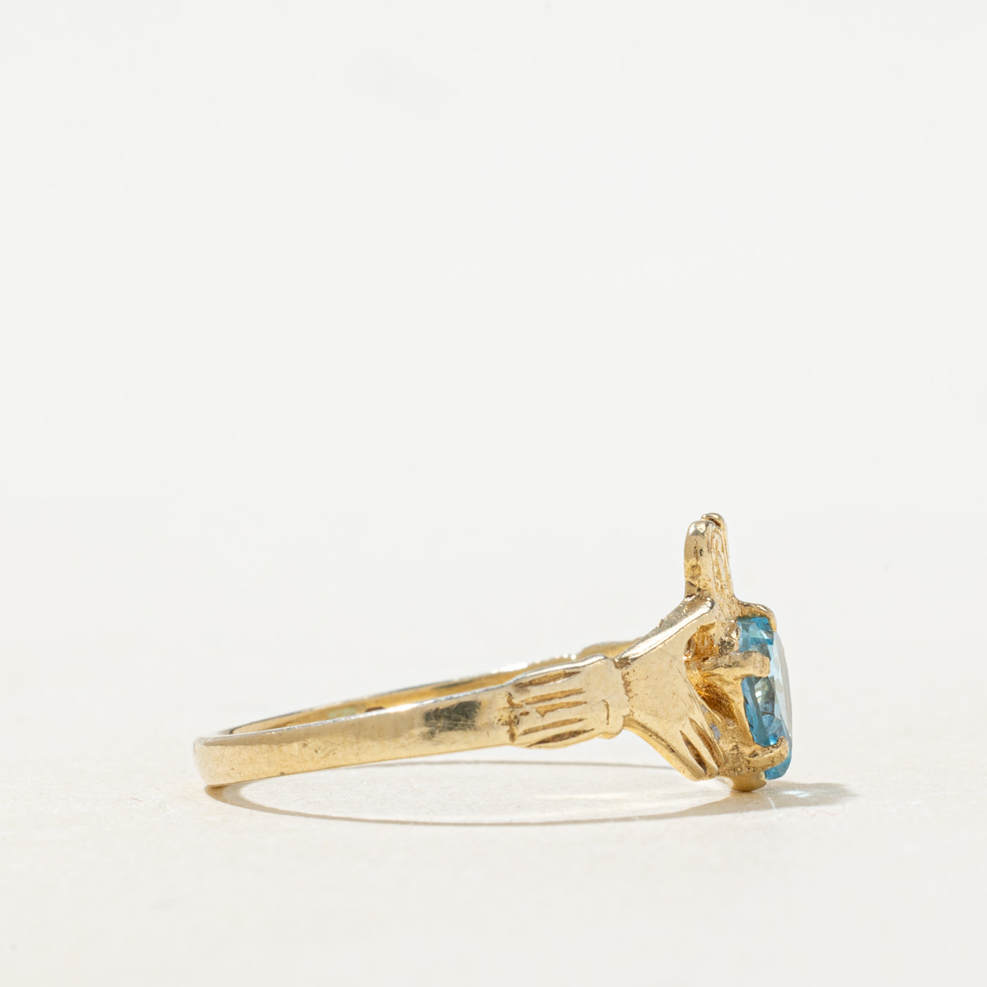 1999 Dublin Heart Cut Blue Topaz Claddagh Ring | 0.9ct | SZ 7.0 |