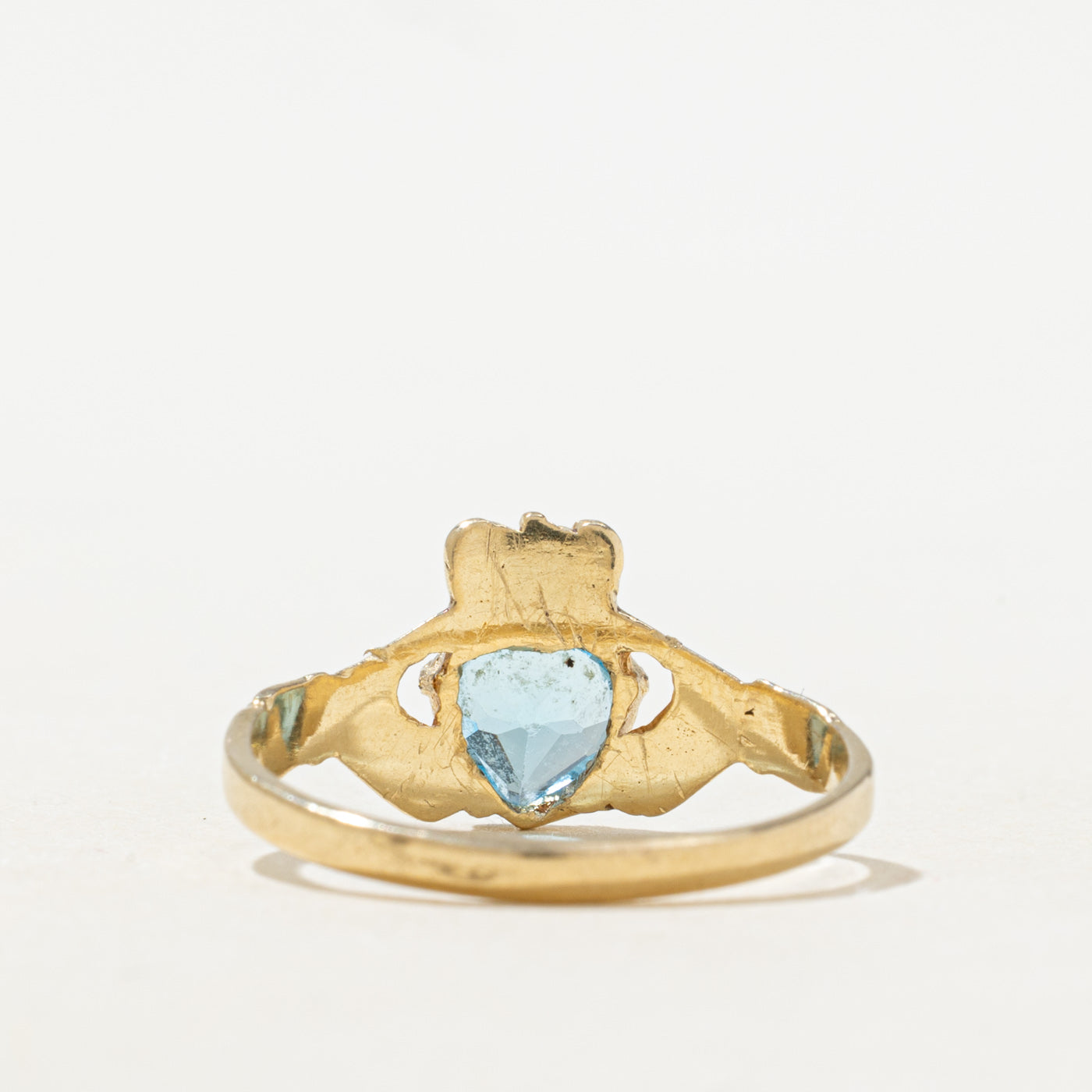 1999 Dublin Heart Cut Blue Topaz Claddagh Ring | 0.9ct | SZ 7.0 |
