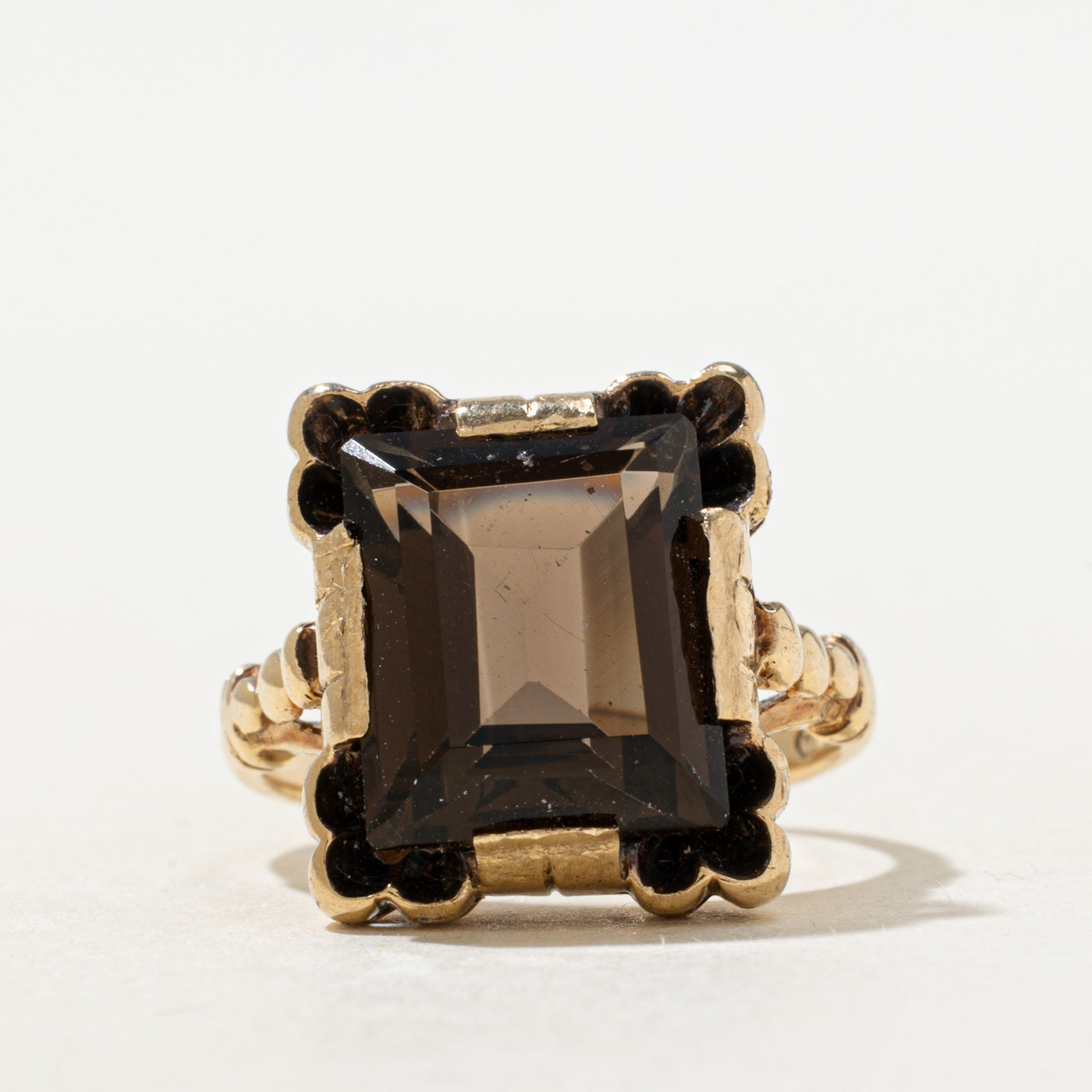 Smoky Quartz Scalloped Cocktail Ring | 5.5ct | SZ 5.0 |