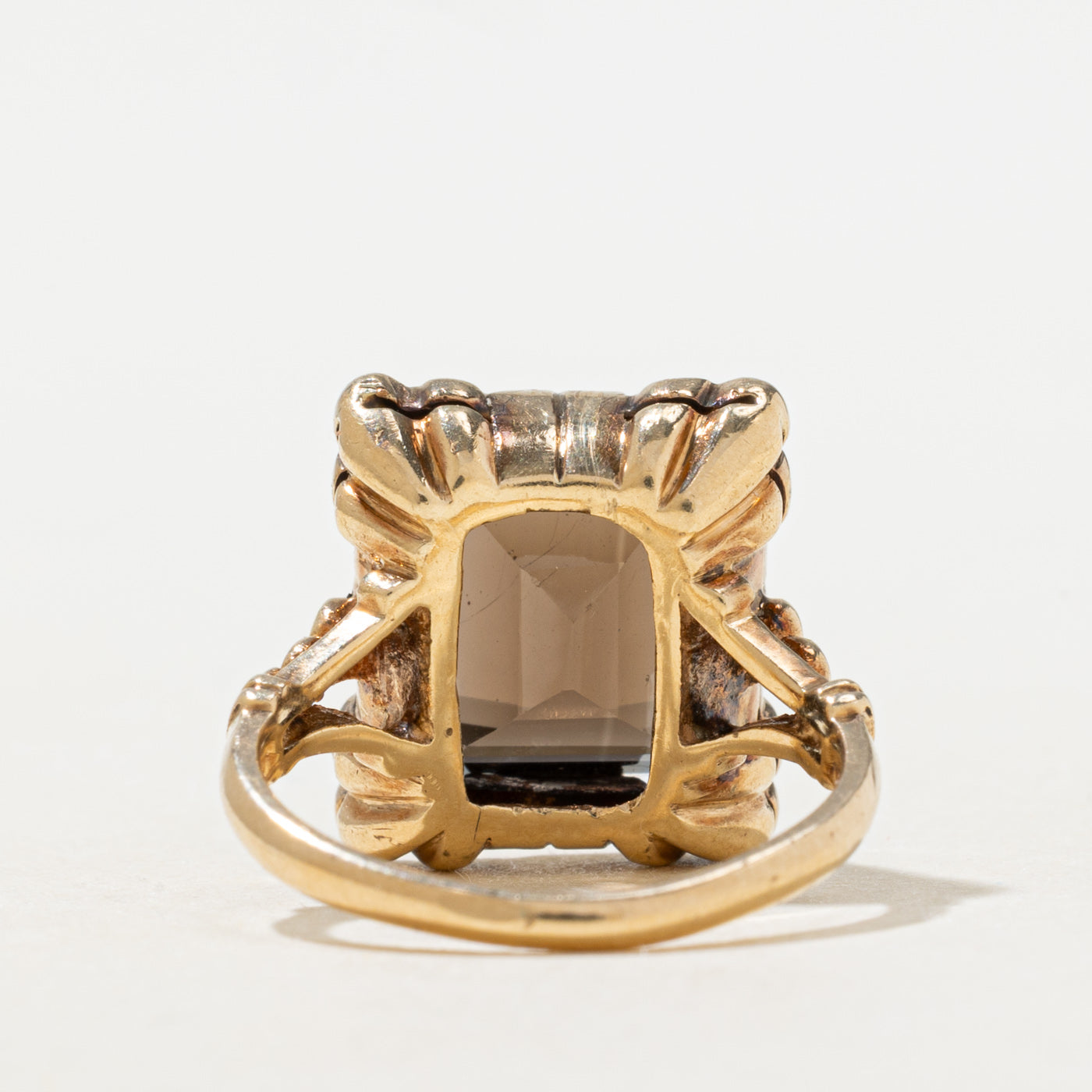 Smoky Quartz Scalloped Cocktail Ring | 5.5ct | SZ 5.0 |