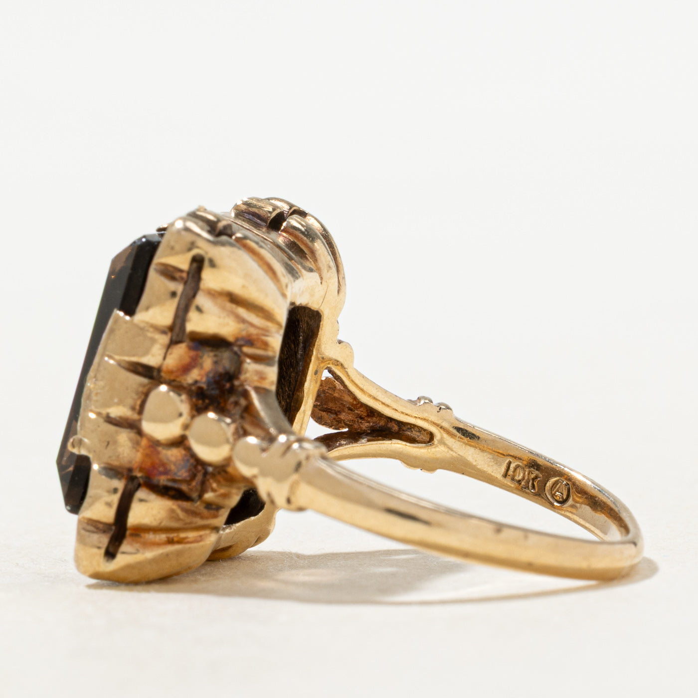 Smoky Quartz Scalloped Cocktail Ring | 5.5ct | SZ 5.0 |