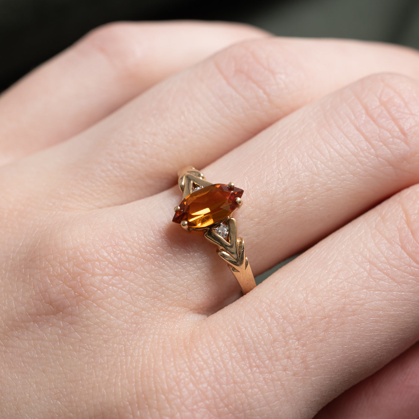 Marquise Cut Synthetic Sapphire & Diamond Ring | SZ 7.5 |