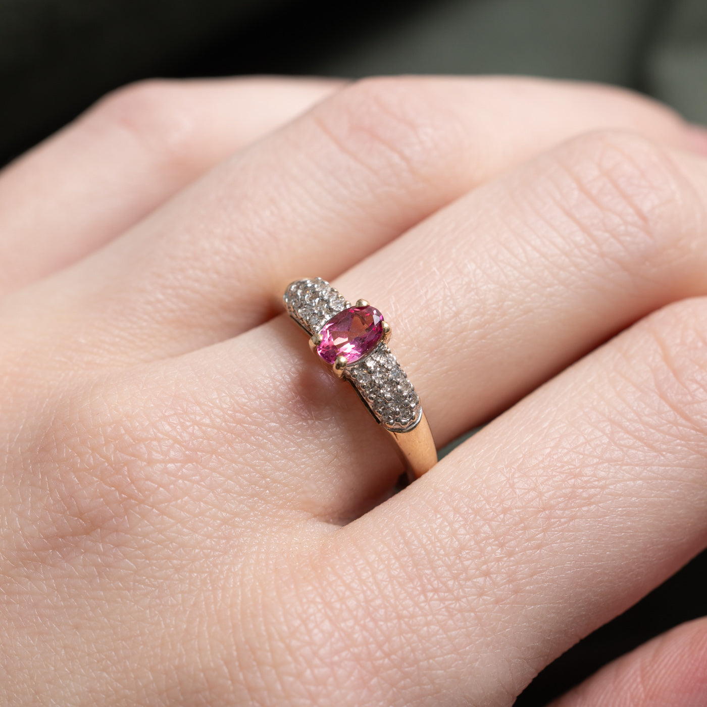 Pink Topaz & Diamond Ring | 0.35ct, 0.12ctw | SZ 7.0 |