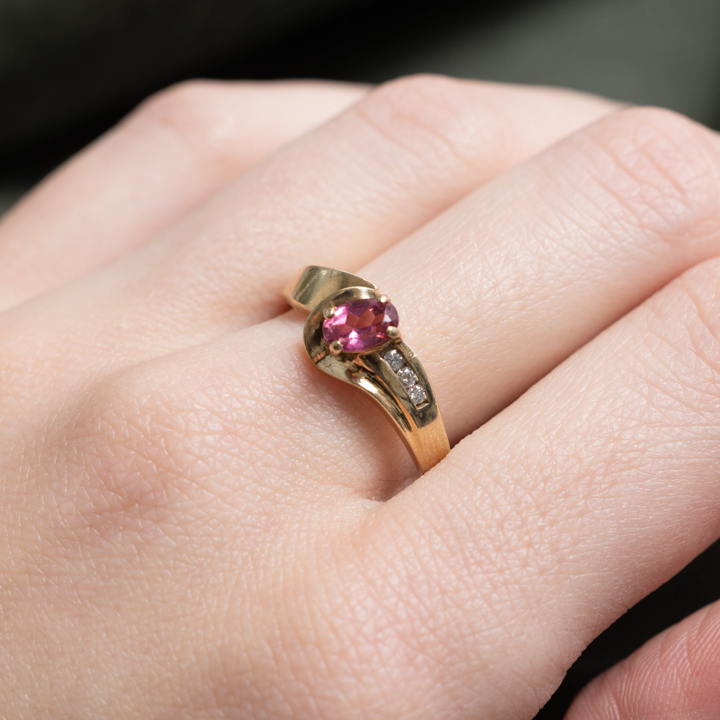 Pink Tourmaline & Diamond Ring | 0.36ct, 0.03ctw | SZ 8.75 |