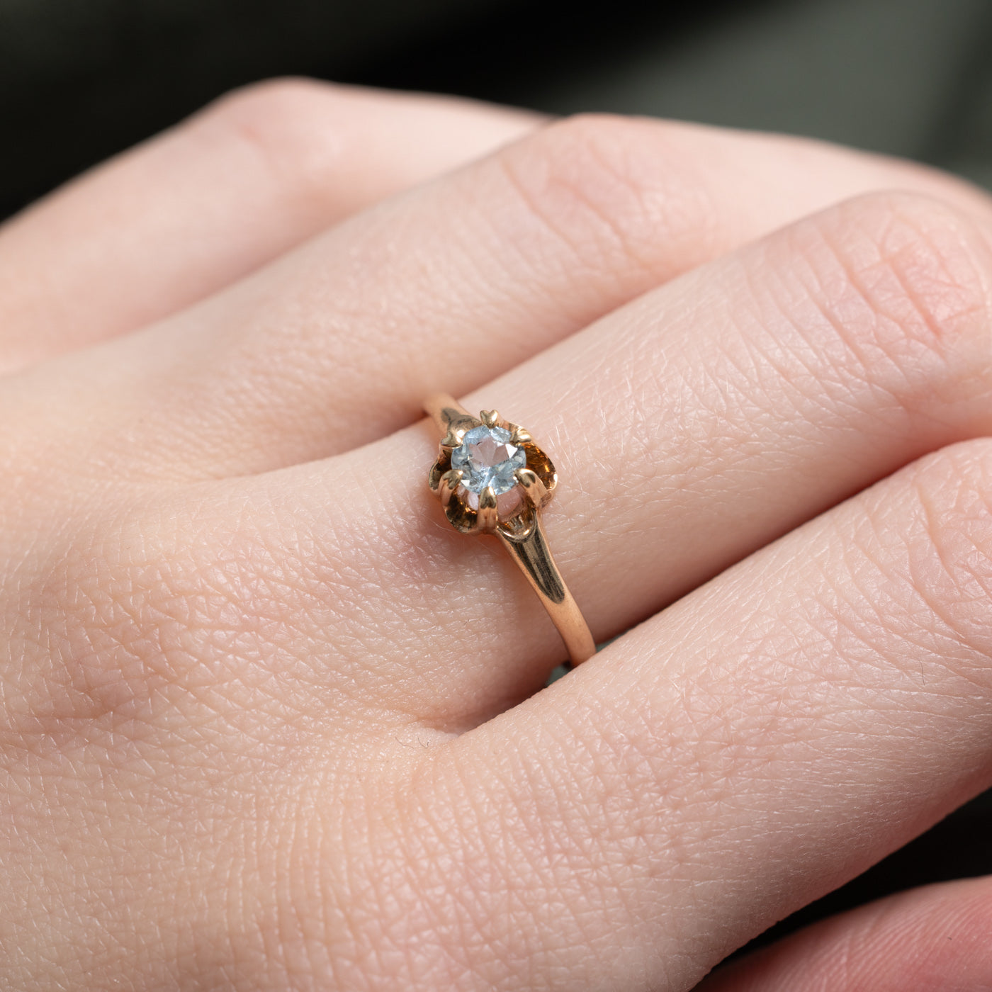 Belcher Set Aquamarine Ring | 0.16ct | SZ 6.5 |