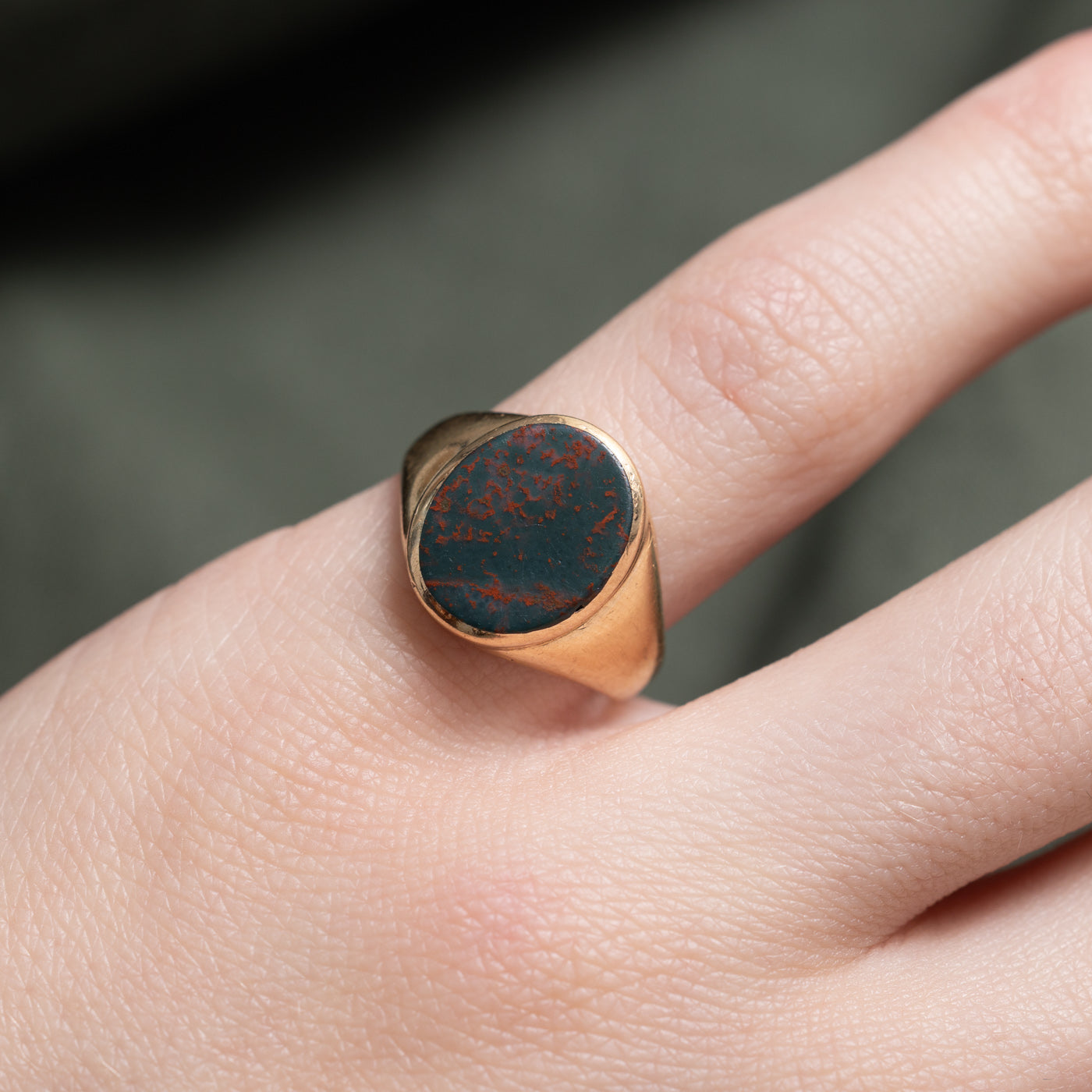 'Birks' Bezel Set Bloodstone Signet Ring | 2.0ct | SZ 4.0 |