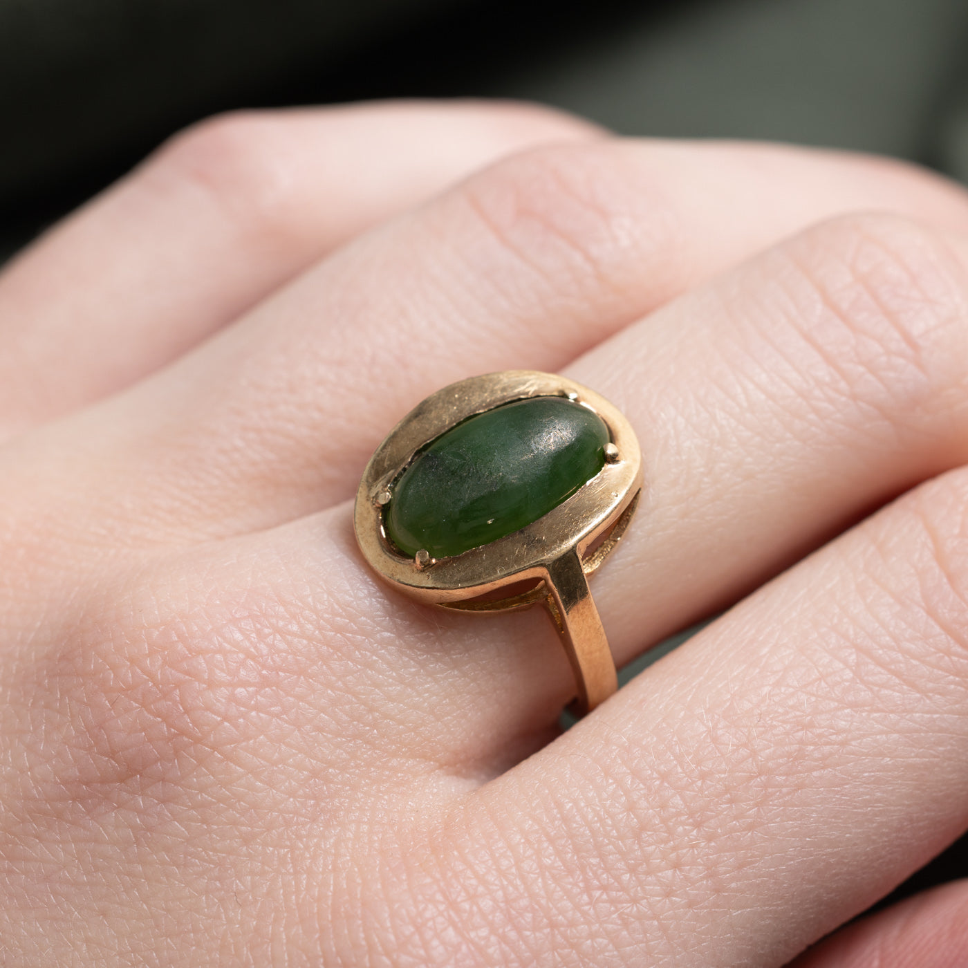 Cabochon Cut Nephrite Jade Cocktail Ring | 3.5ct | SZ 5.75 |