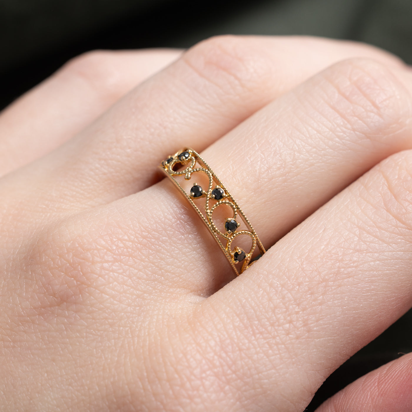 Black Diamond Scrollwork Band | 0.11ctw | 5.35mm | SZ 7.25 |