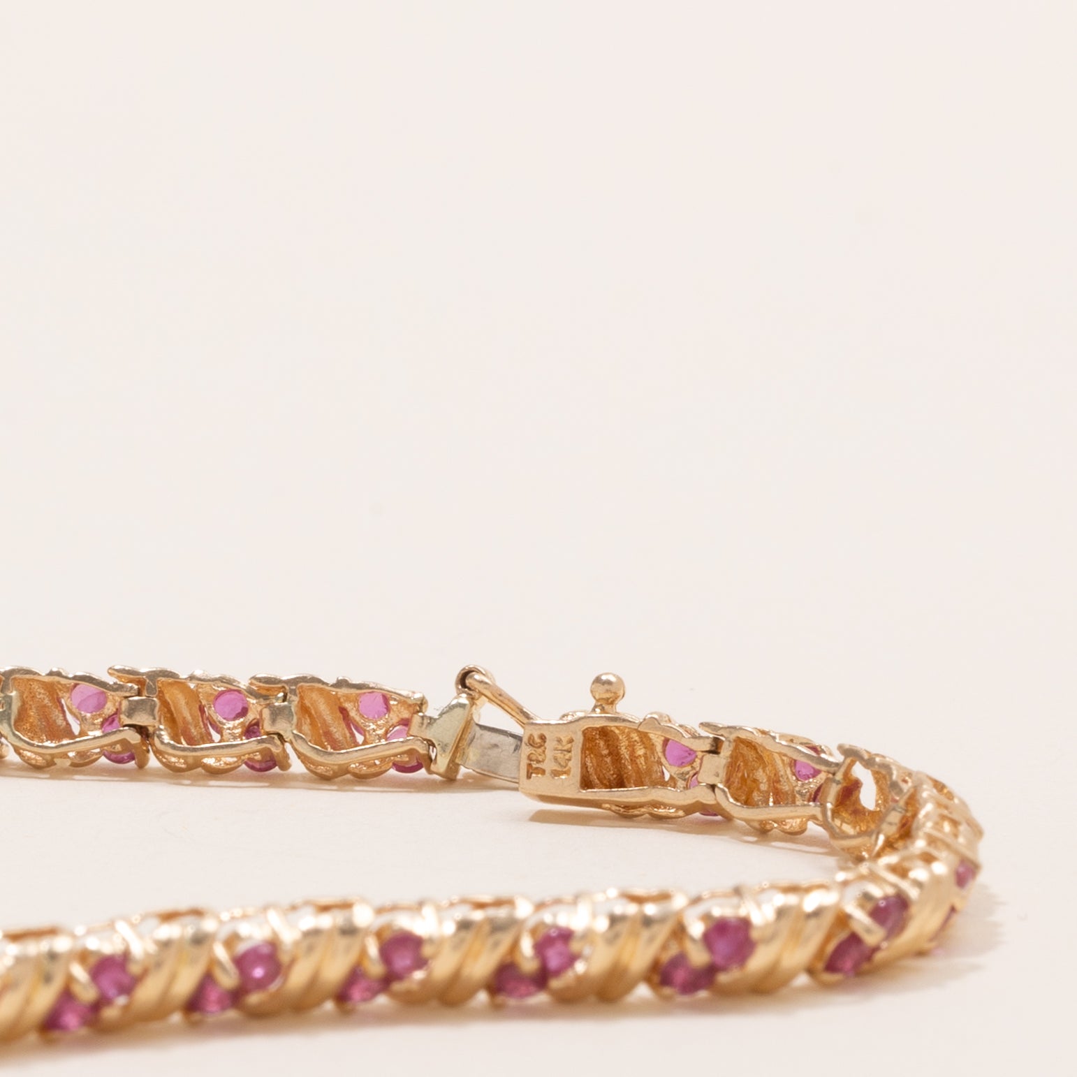 Ruby Grooved Gemstone Bracelet | 2.1ctw | 7.5" |