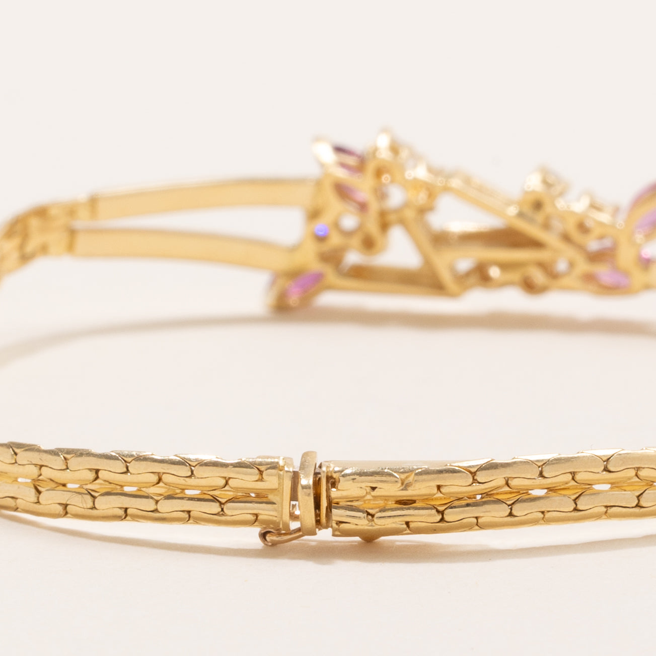 Marquise Cut Ruby & Diamond Gemstone Bracelet | 0.76ctw, 0.24ctw | 7" |