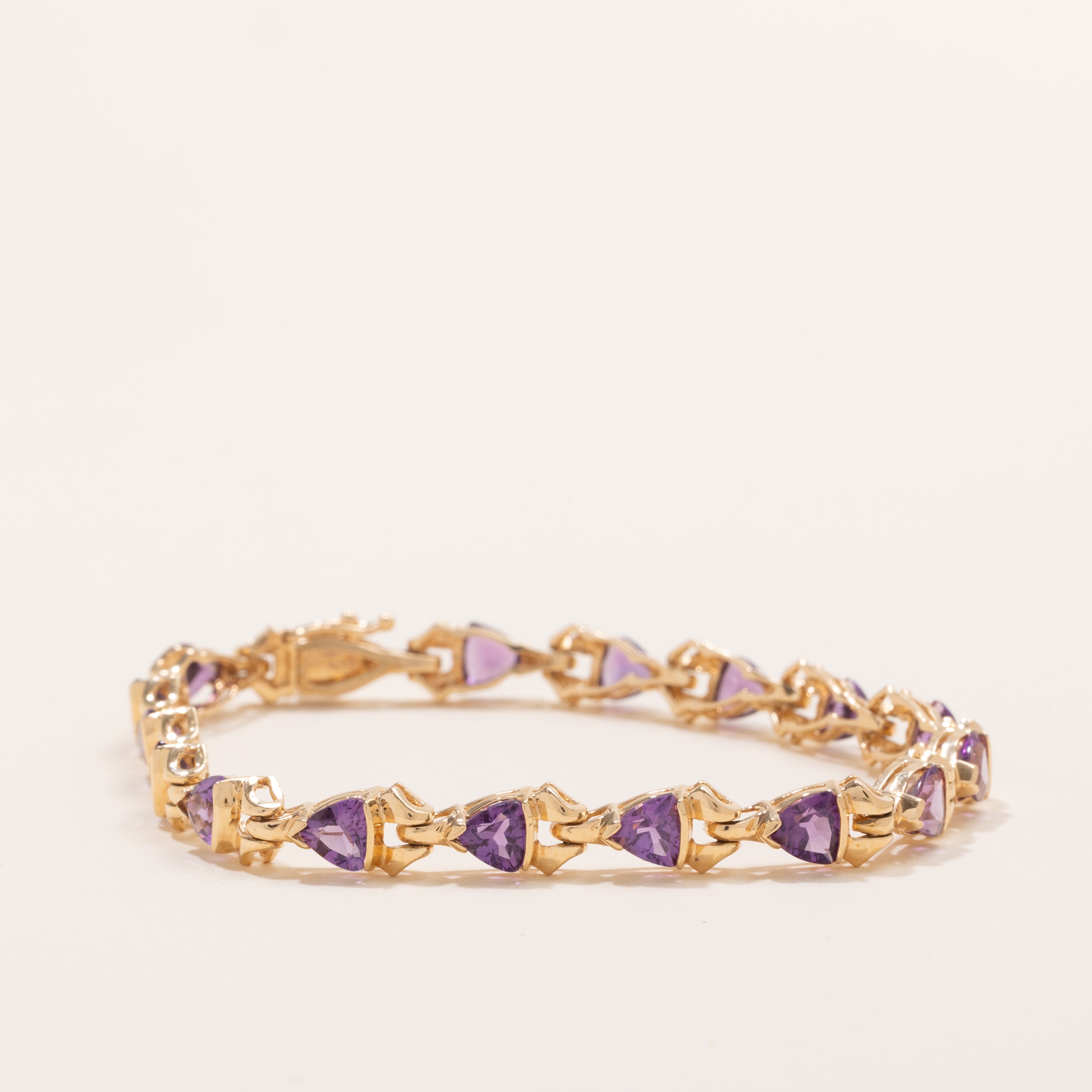 Semi Bezel Trillion Cut Amethyst Gemstone Bracelet | 5.0ctw | 7" |