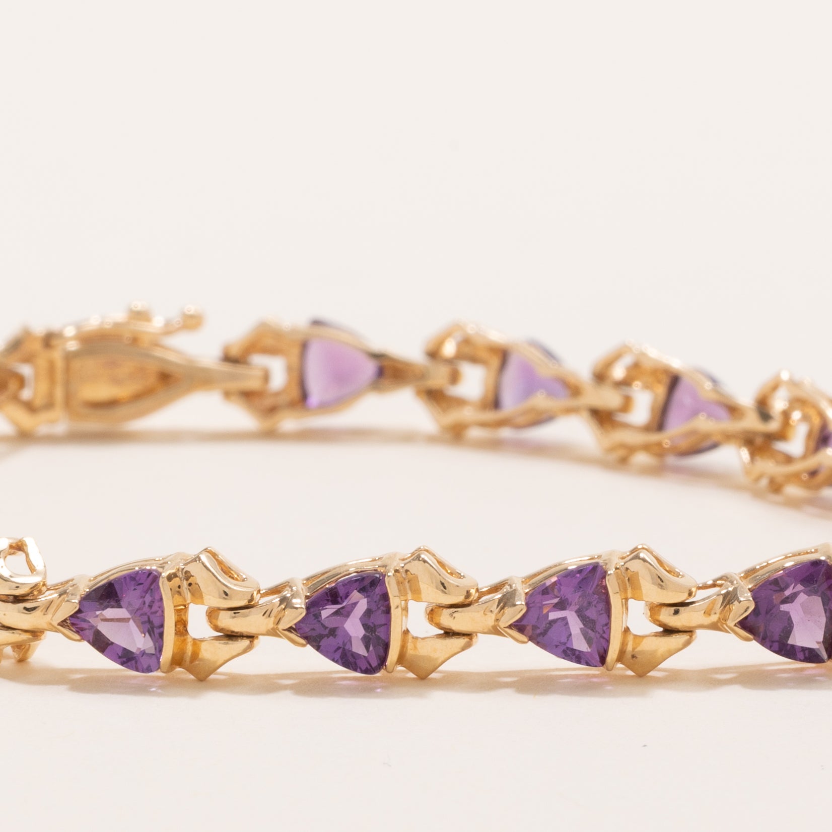 Semi Bezel Trillion Cut Amethyst Gemstone Bracelet | 5.0ctw | 7" |