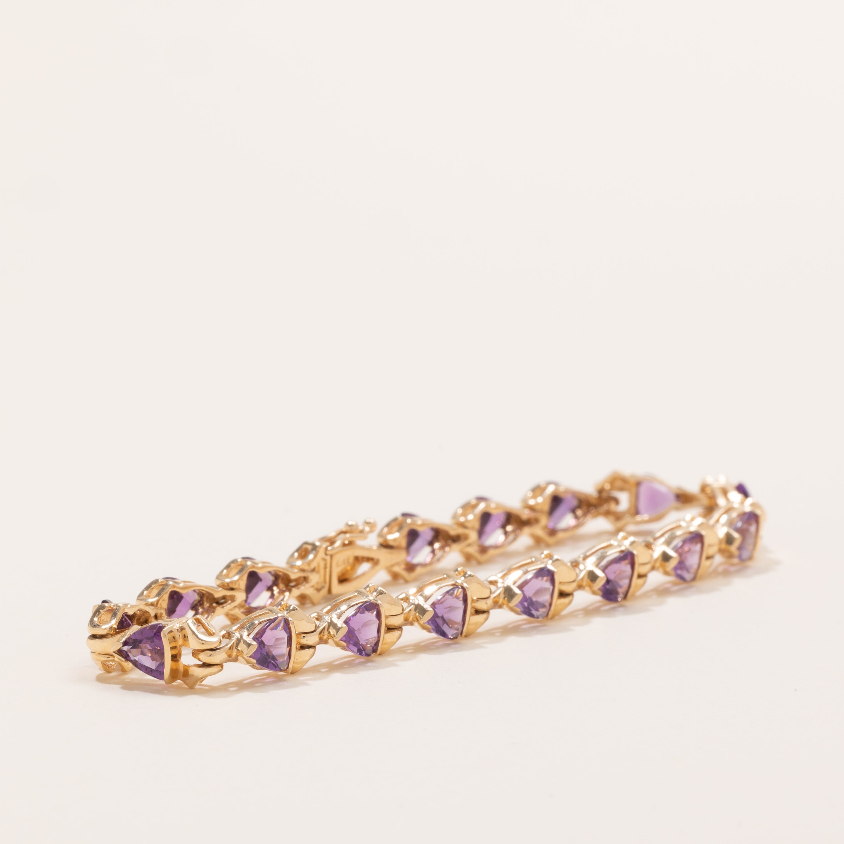 Semi Bezel Trillion Cut Amethyst Gemstone Bracelet | 5.0ctw | 7" |