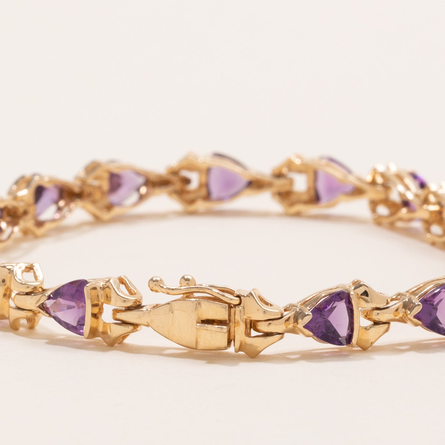 Semi Bezel Trillion Cut Amethyst Gemstone Bracelet | 5.0ctw | 7" |
