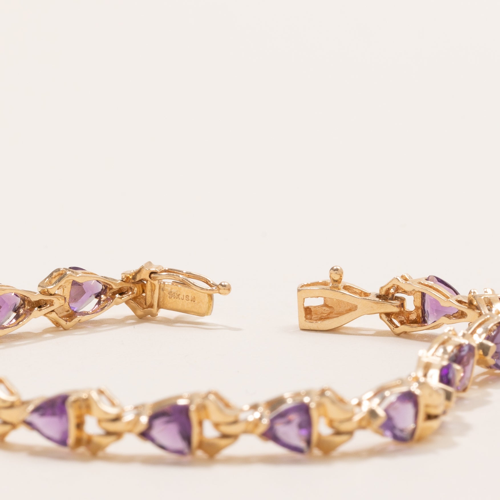 Semi Bezel Trillion Cut Amethyst Gemstone Bracelet | 5.0ctw | 7" |