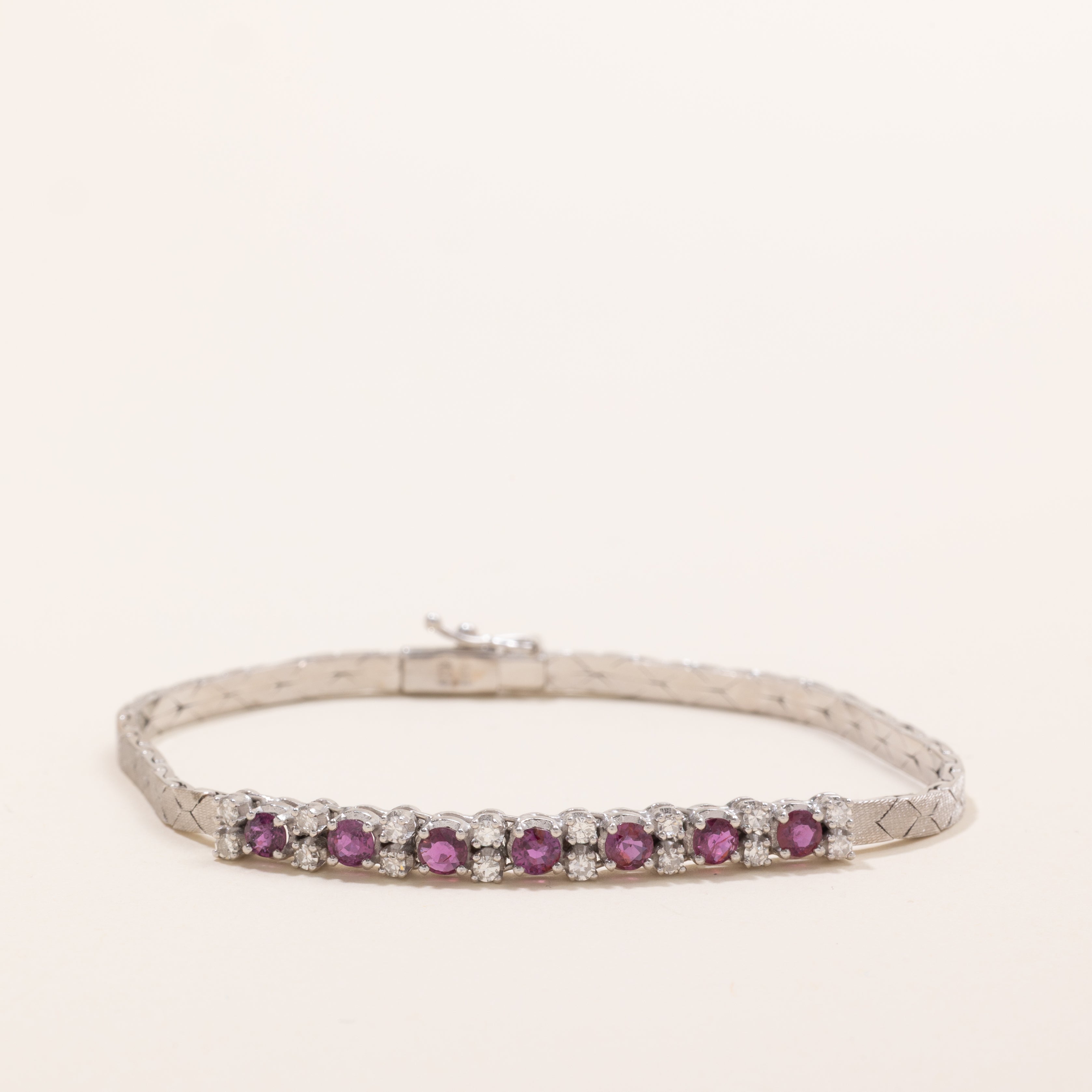 Ruby & Diamond Cobra Link Gemstone Bracelet | 1.26ctw, 0.35ctw | 7.5" |
