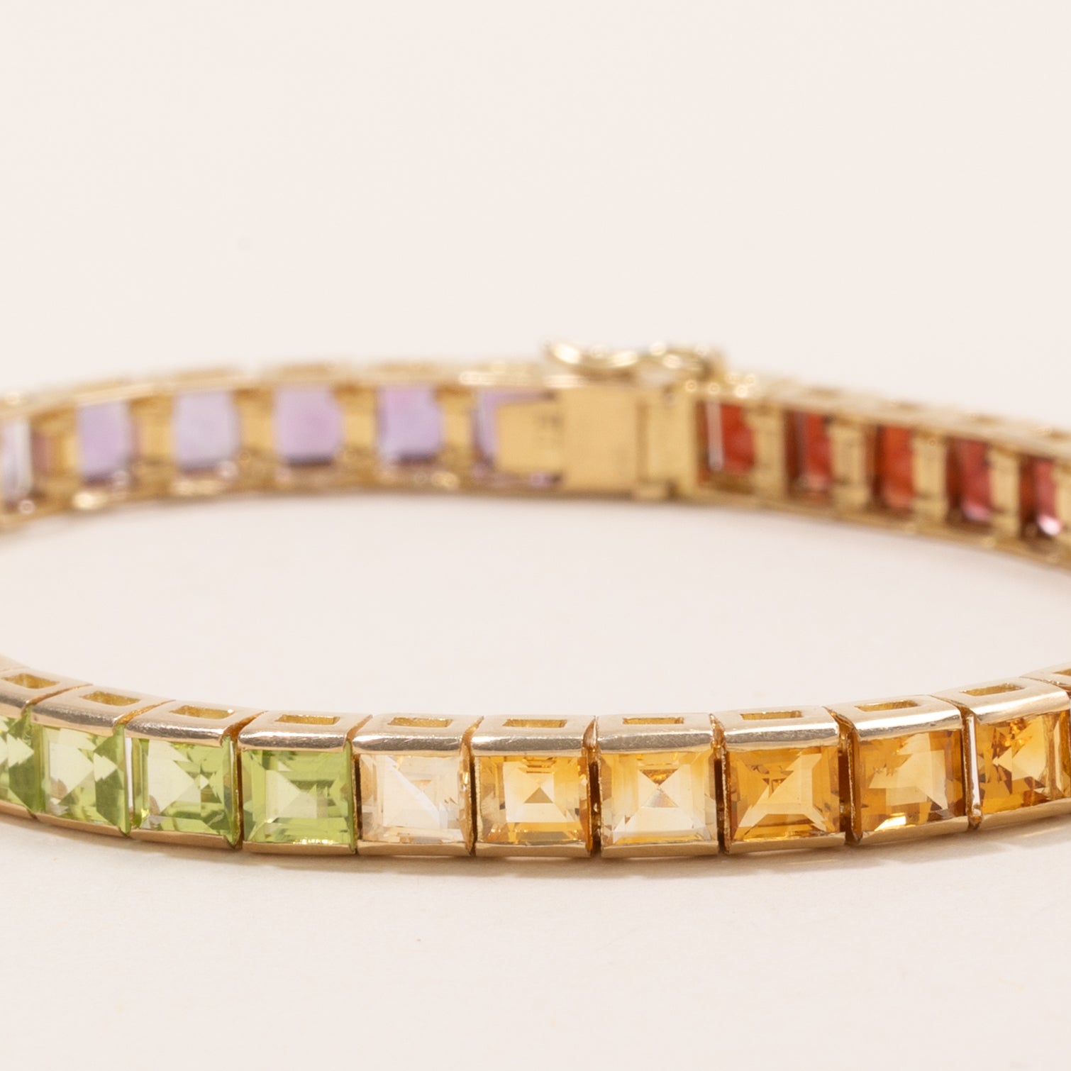 Step Cut Multi Gem Rainbow Tennis Bracelet | 13.85ctw | 7" |