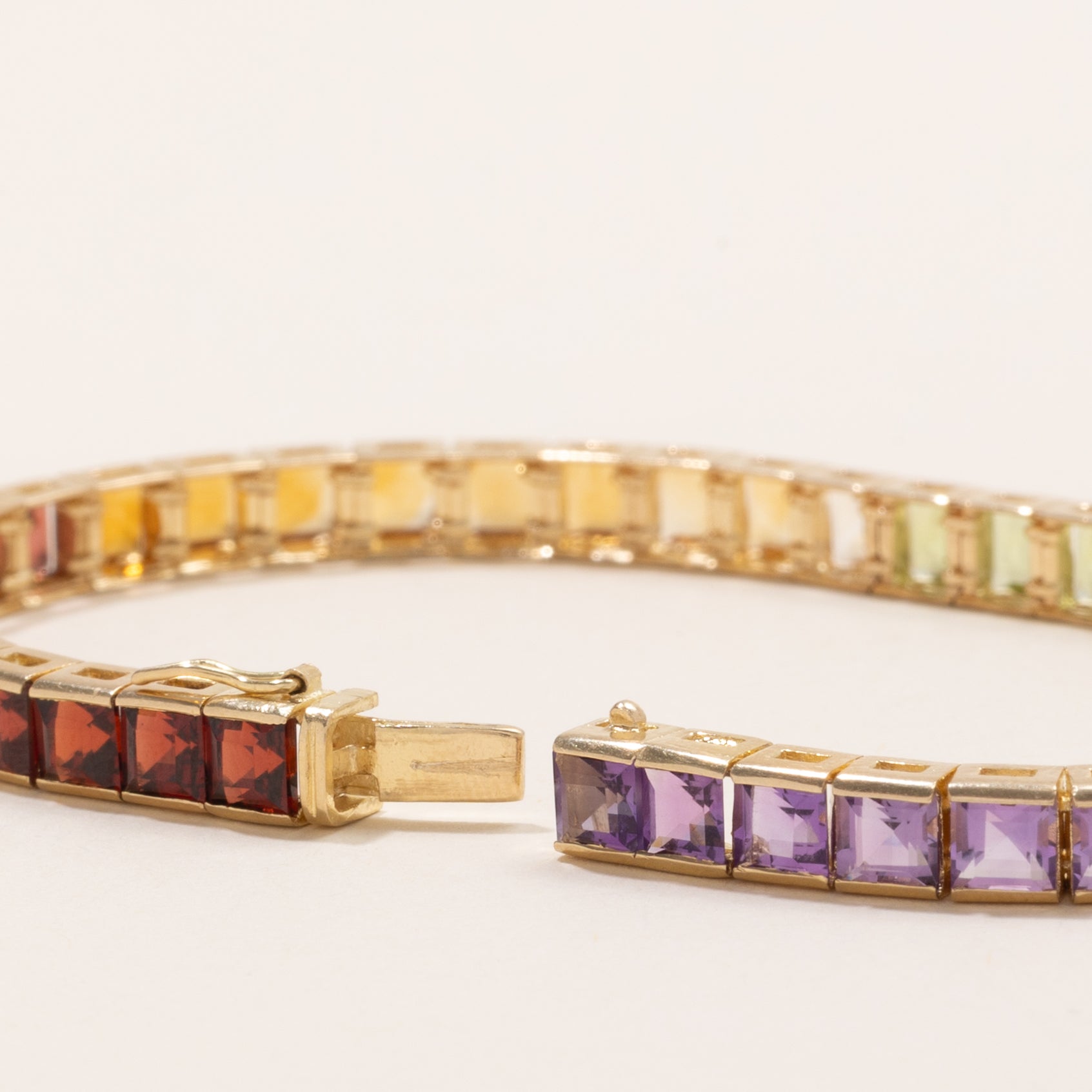 Step Cut Multi Gem Rainbow Tennis Bracelet | 13.85ctw | 7" |