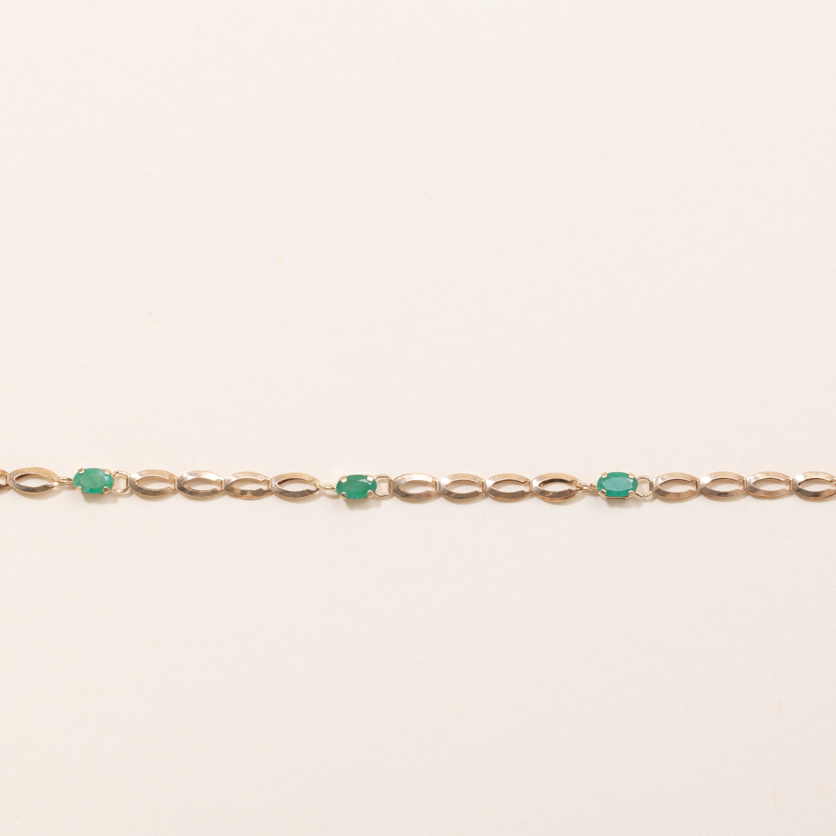 Oval Cut Emerald Flat Chain Gemstone Bracelet | 1.0ctw | 8" |