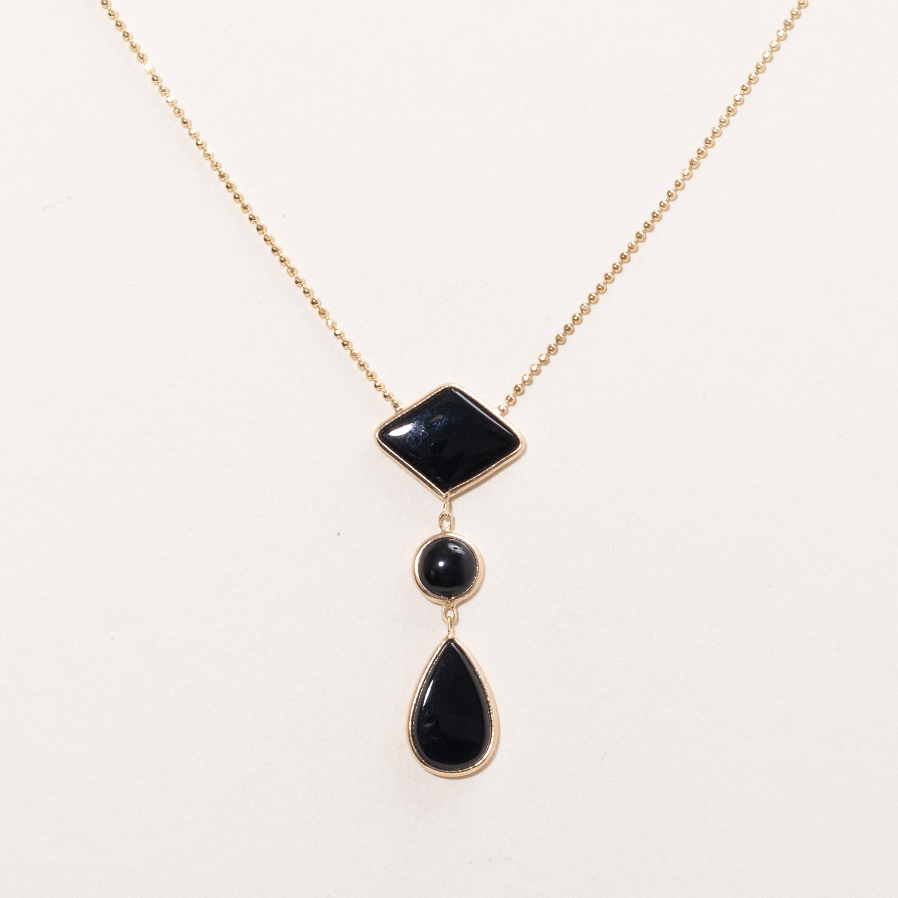 Mix Cut Onyx Drop Pendant Necklace | 12.0ctw | 16" |