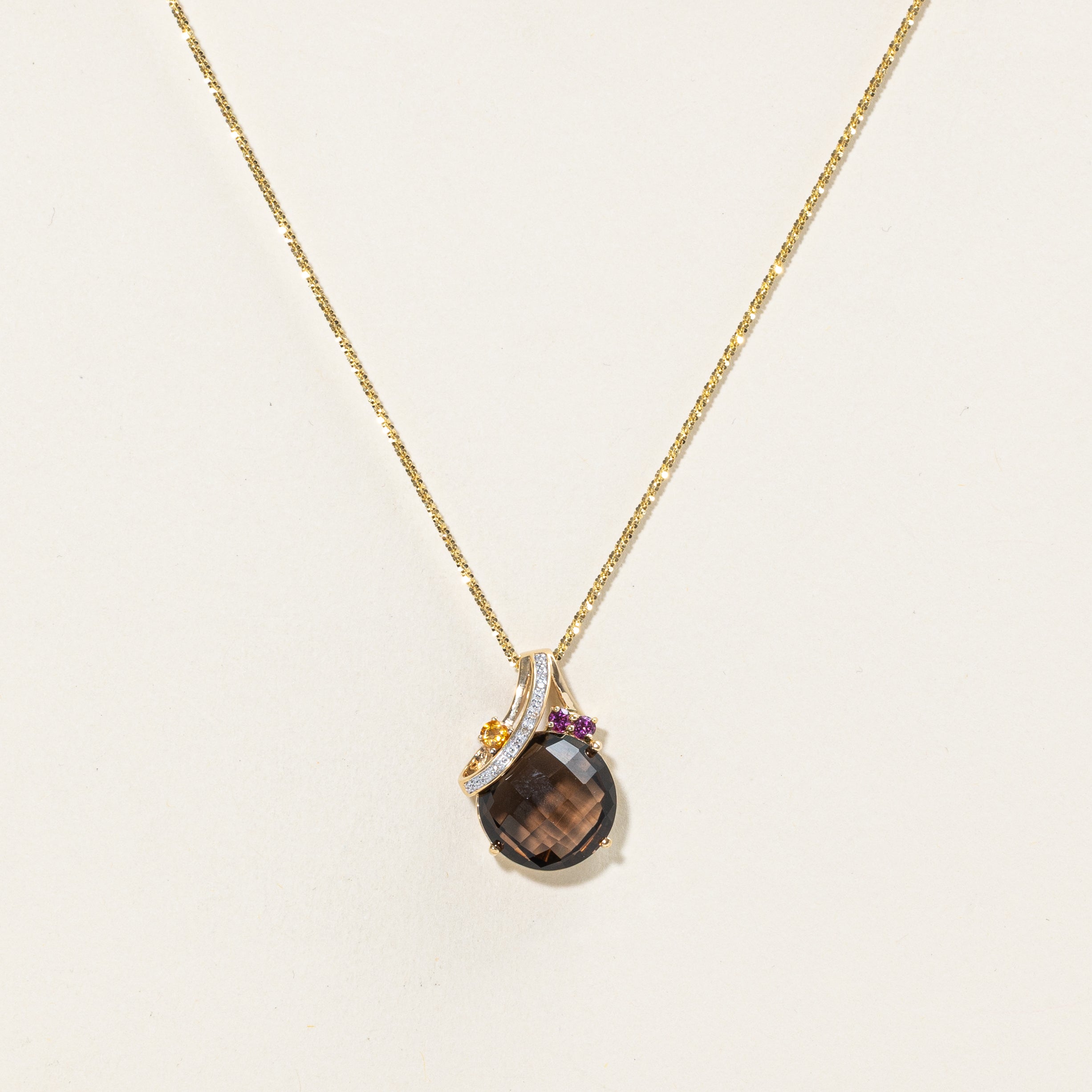 Multi Gem & Diamond Adjustable Pendant Necklace | 12.2ctw, 0.2ctw | 22" |