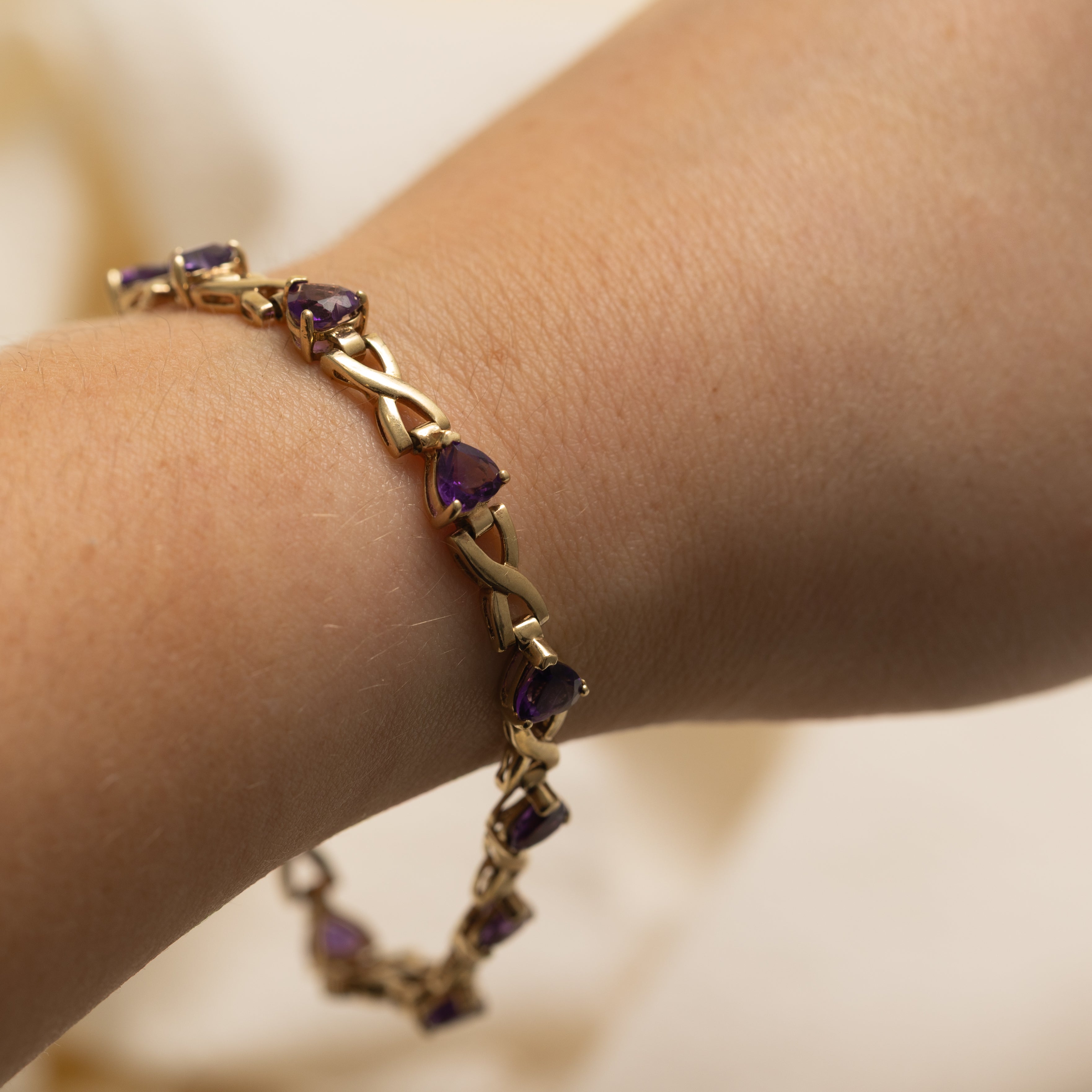 Heart Cut Amethyst Gemstone Bracelet | 4.5ctw | 7.5" |