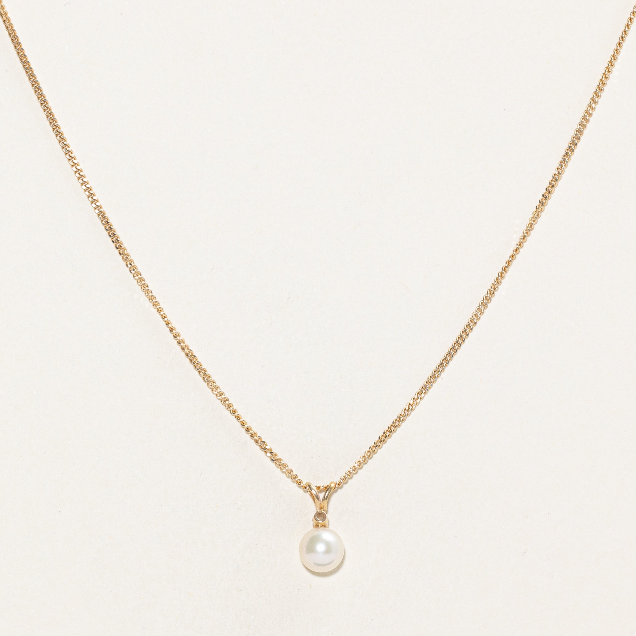 Pearl & Diamond Pendant Necklace | 0.05ct | 24" |
