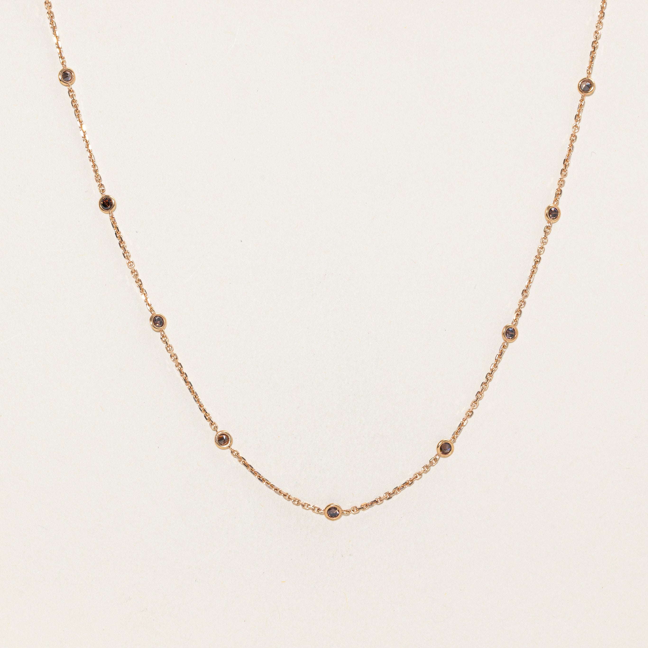 Bezel Set Glass Satellite Chain Necklace | 0.85ctw | 17" |