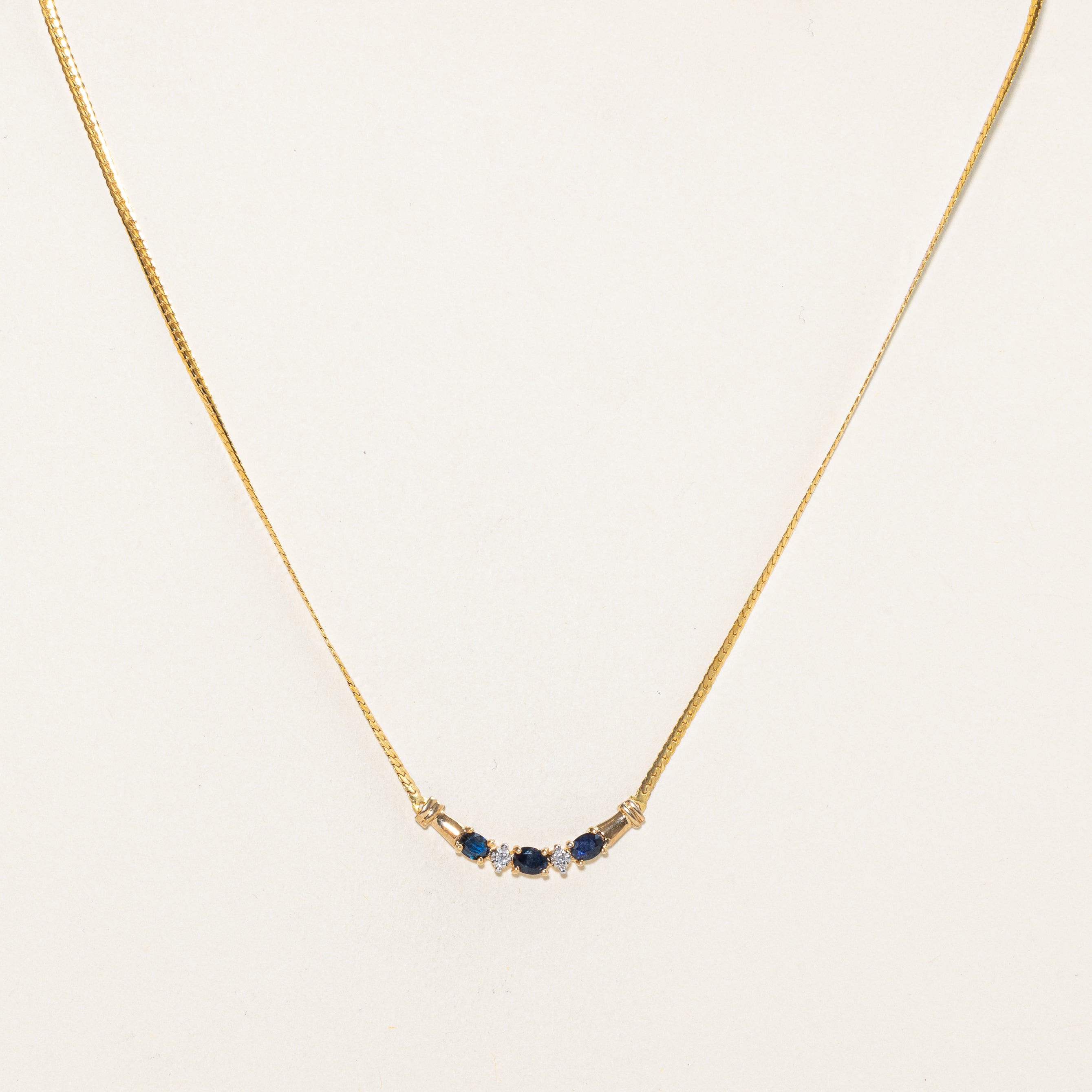 Sapphire & Diamond Pendant Necklace | 0.6ctw, 0.02ctw | 17" |