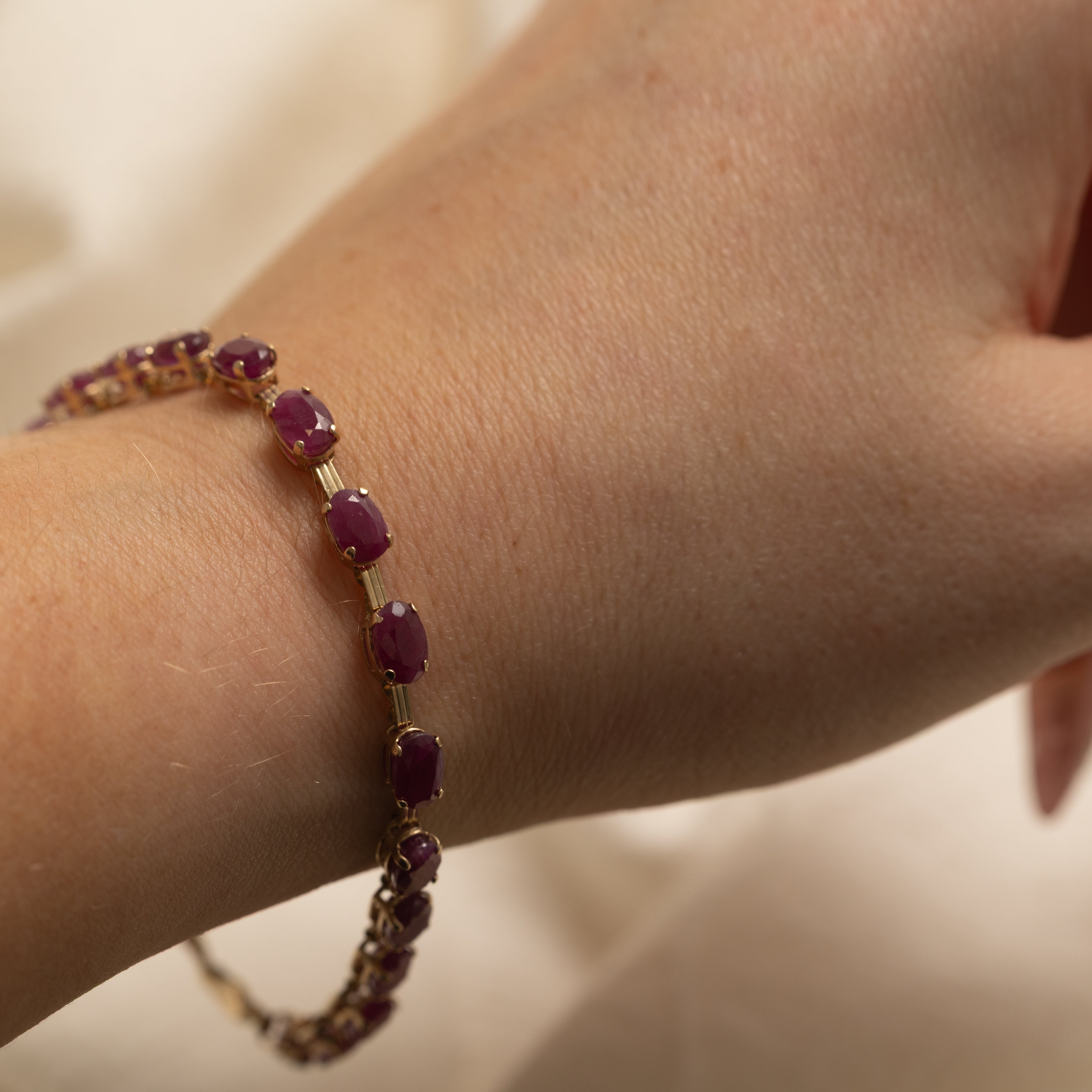Oval Cut Ruby Gemstone Bracelet | 10.0ctw | 7.5" |