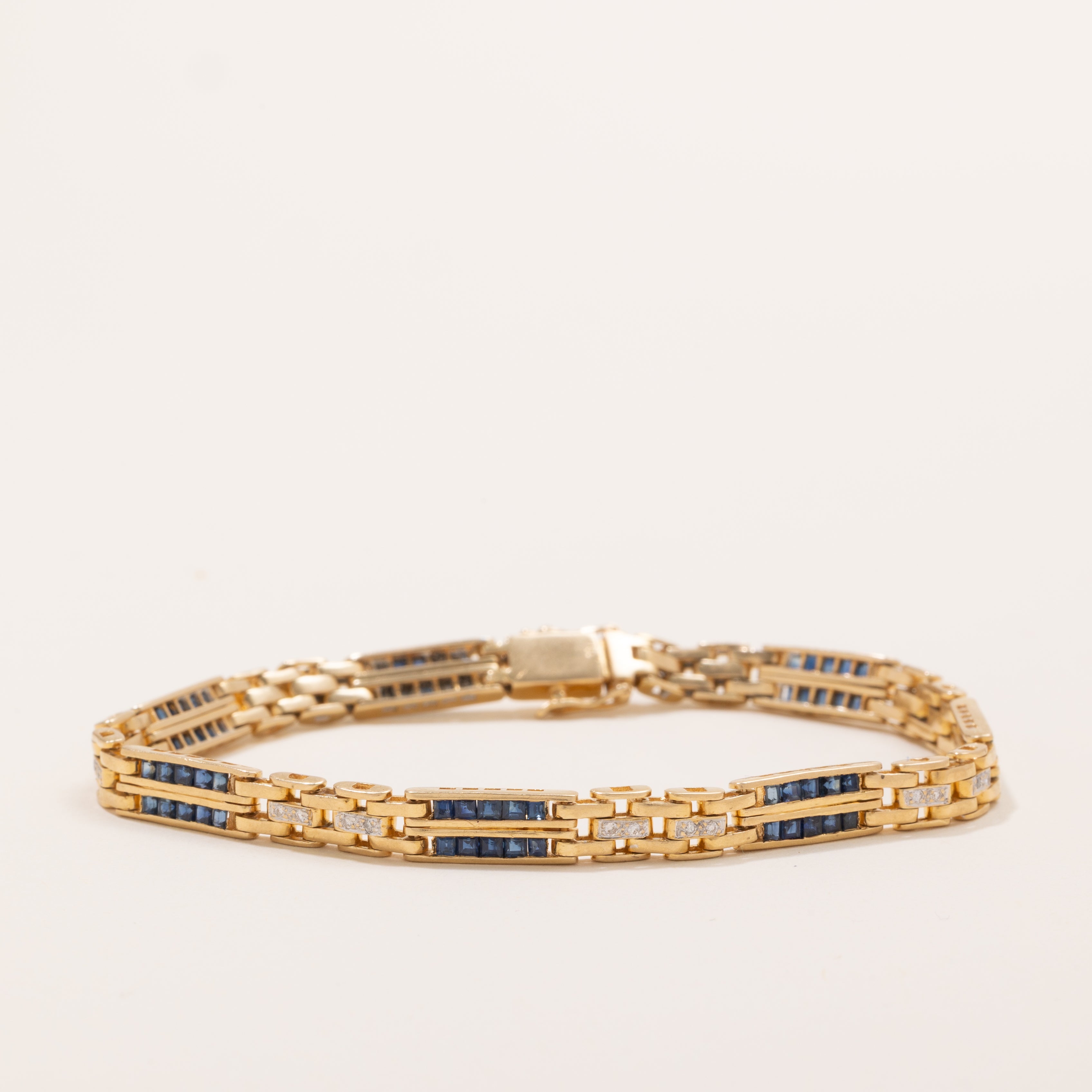 Sapphire & Diamond Panther Link Gemstone Bracelet | 2.8ctw, 0.2ctw | 7.5" |