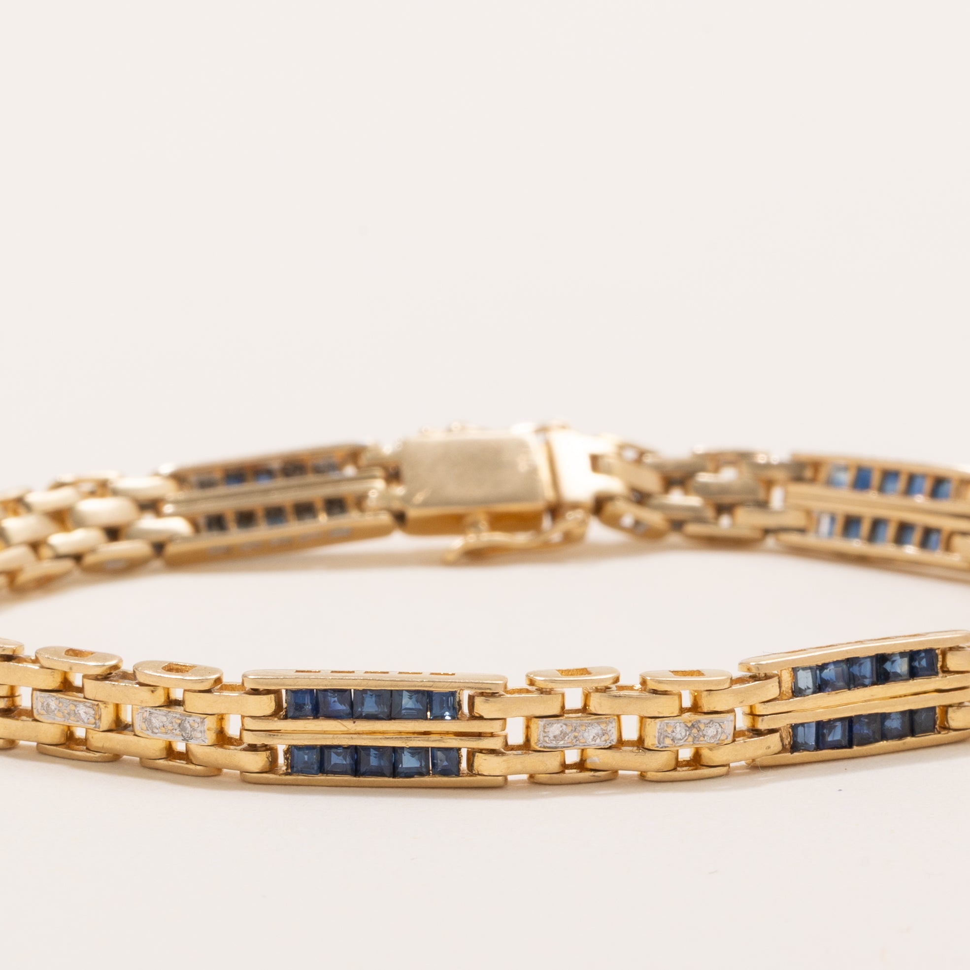 Sapphire & Diamond Panther Link Gemstone Bracelet | 2.8ctw, 0.2ctw | 7.5" |