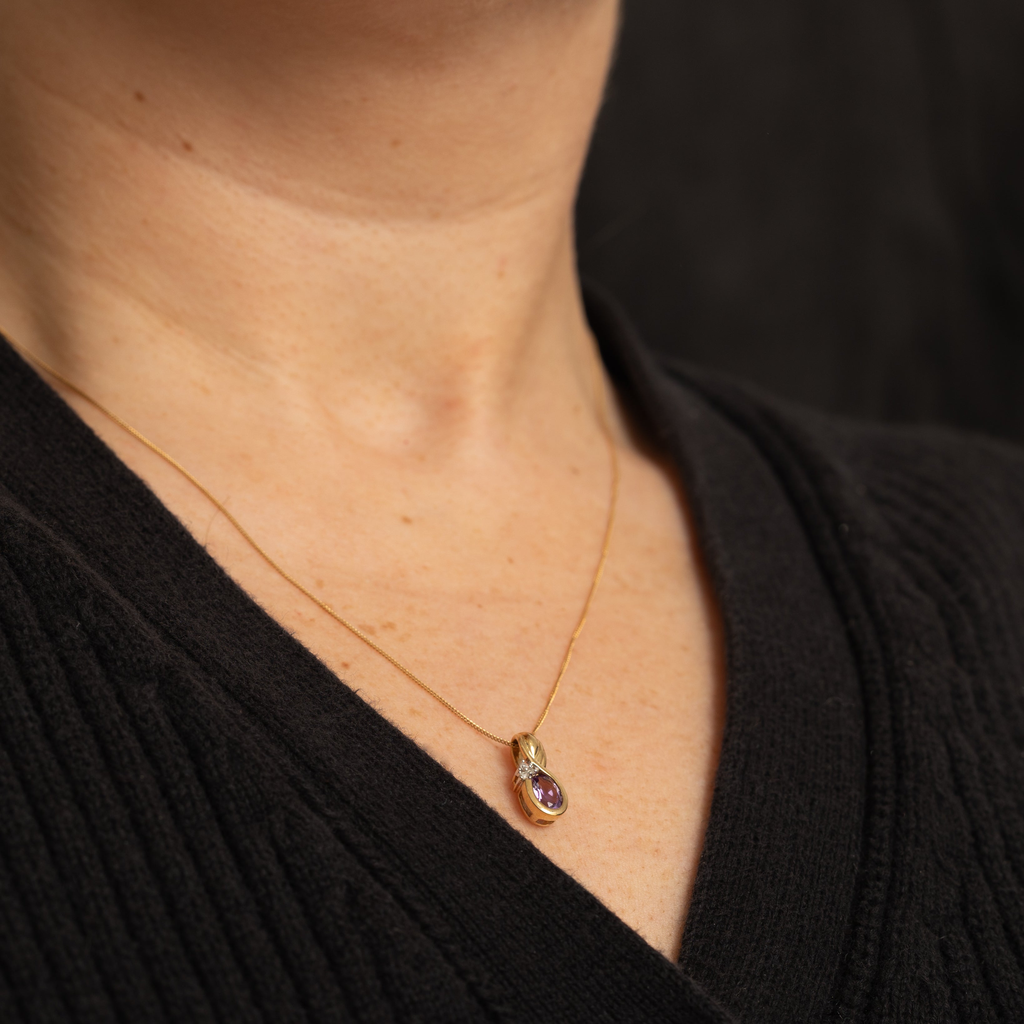Amethyst & Diamond infinity Pendant Necklace | 0.62ct, 0.02ctw | 18" |