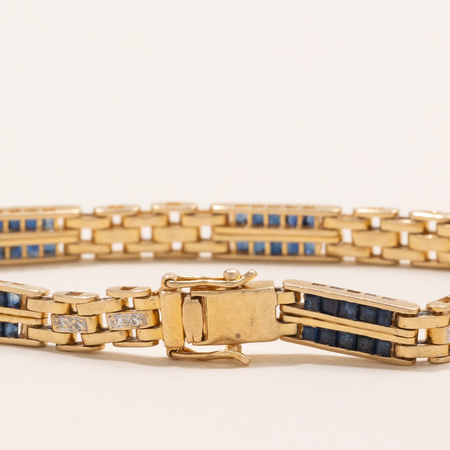 Sapphire & Diamond Panther Link Gemstone Bracelet | 2.8ctw, 0.2ctw | 7.5" |