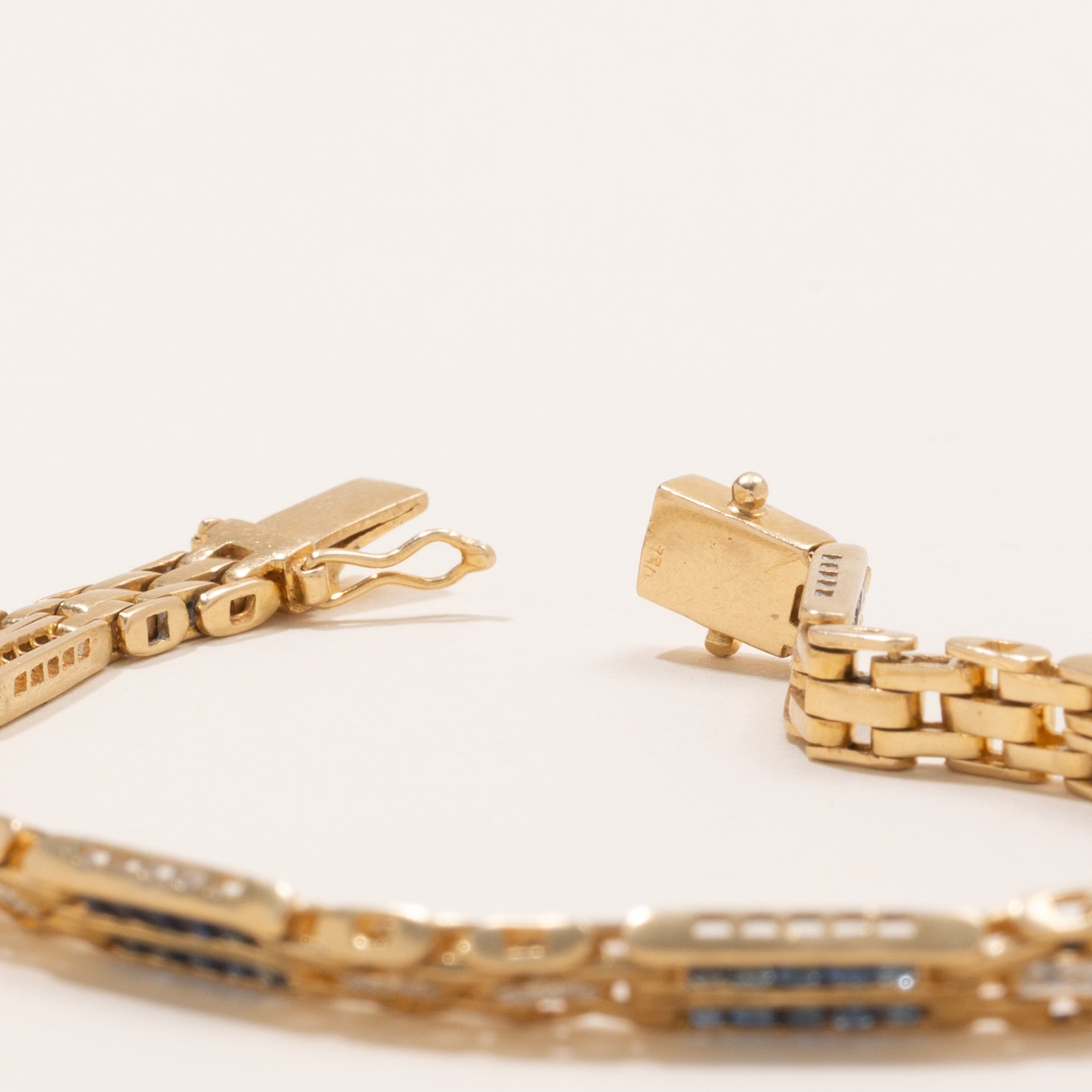 Sapphire & Diamond Panther Link Gemstone Bracelet | 2.8ctw, 0.2ctw | 7.5" |