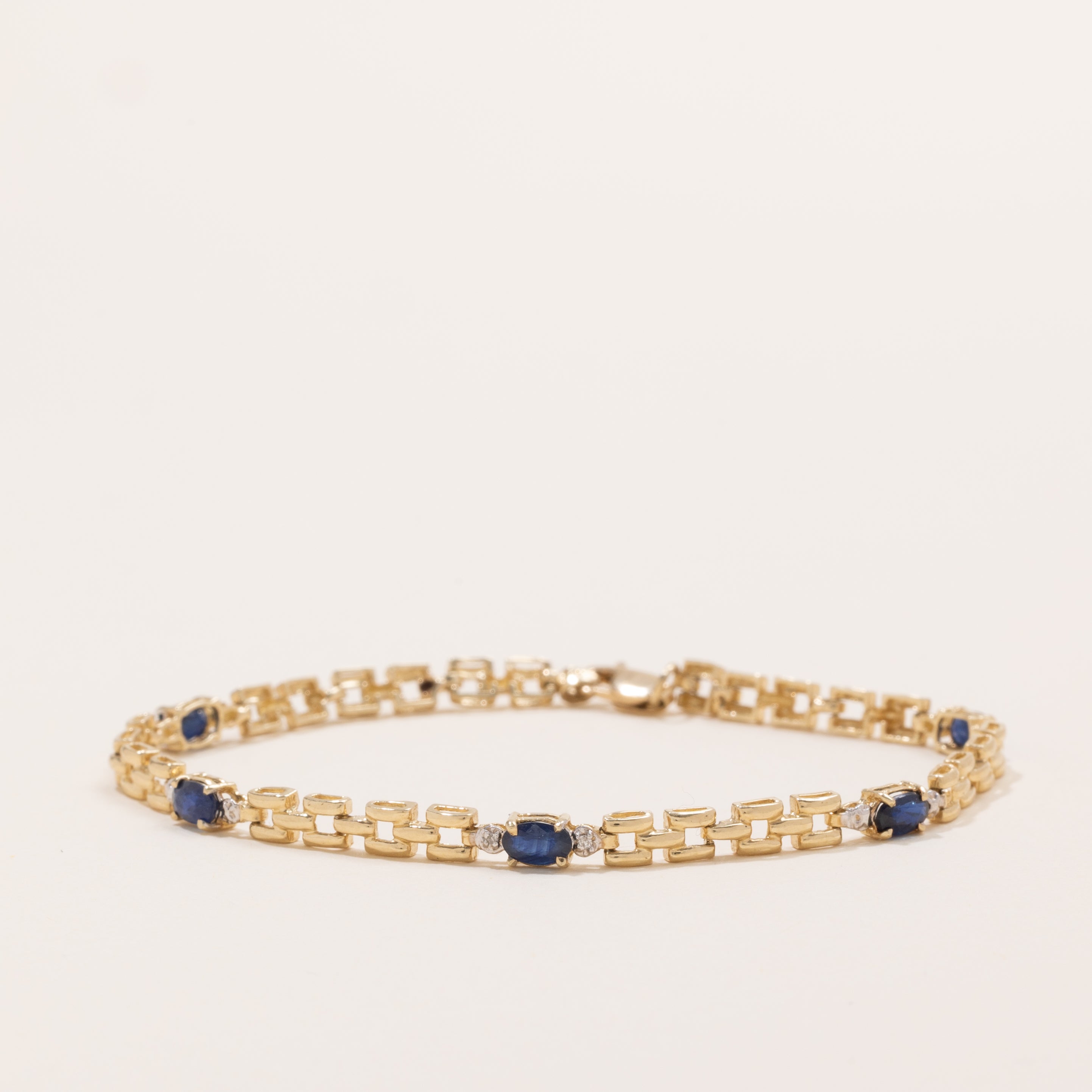 Sapphire & Diamond Panther Link Gemstone Bracelet | 1.0ctw, 0.01ctw | 7" |